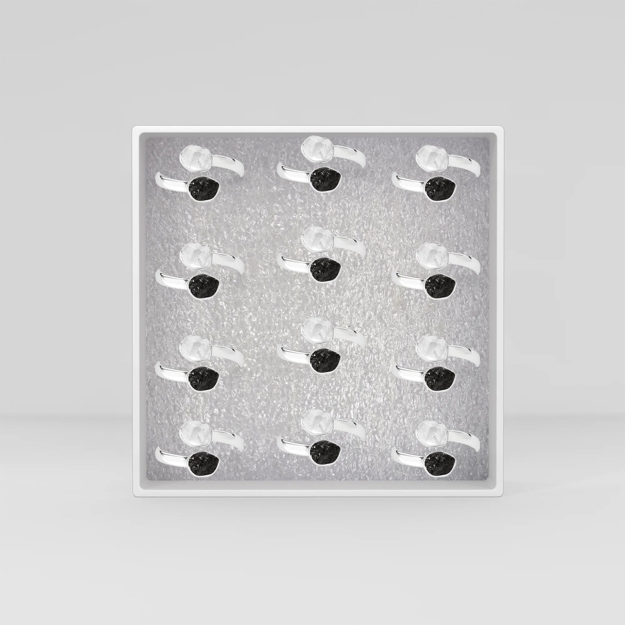 herkimer-black tourmaline bezel-set ring