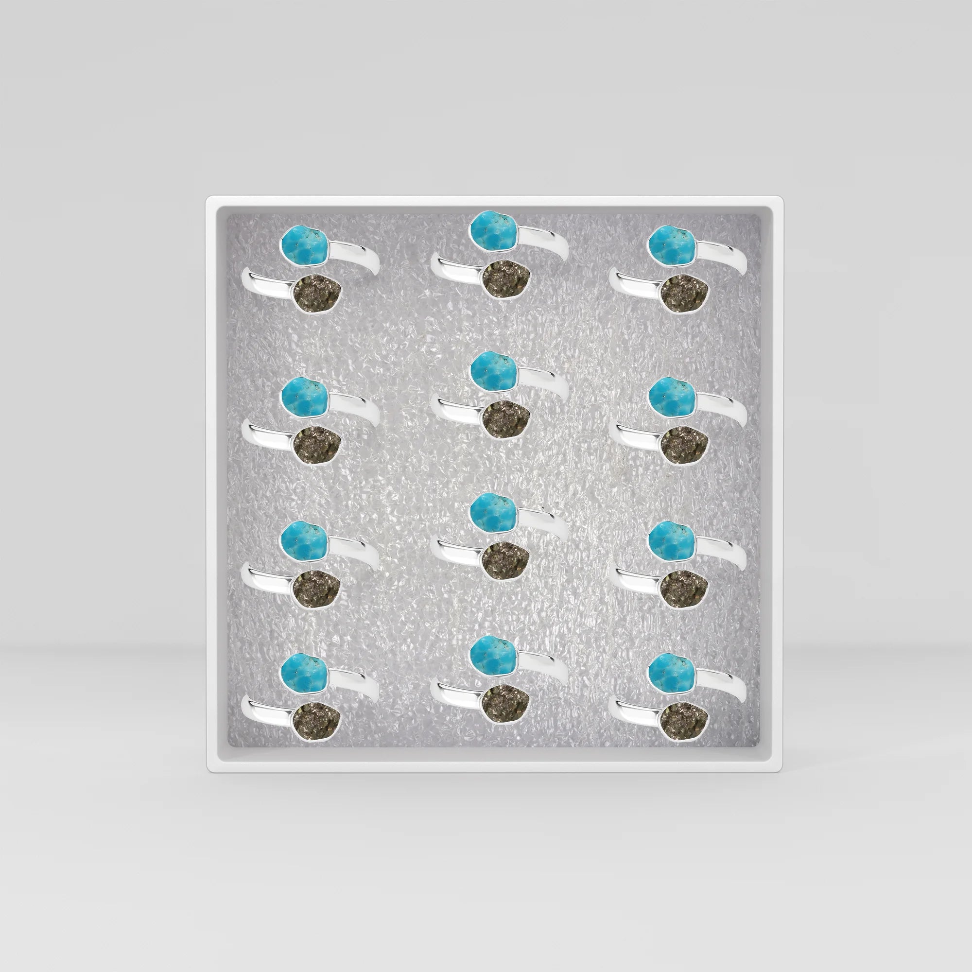 turquoise-pyrite bezel-set ring