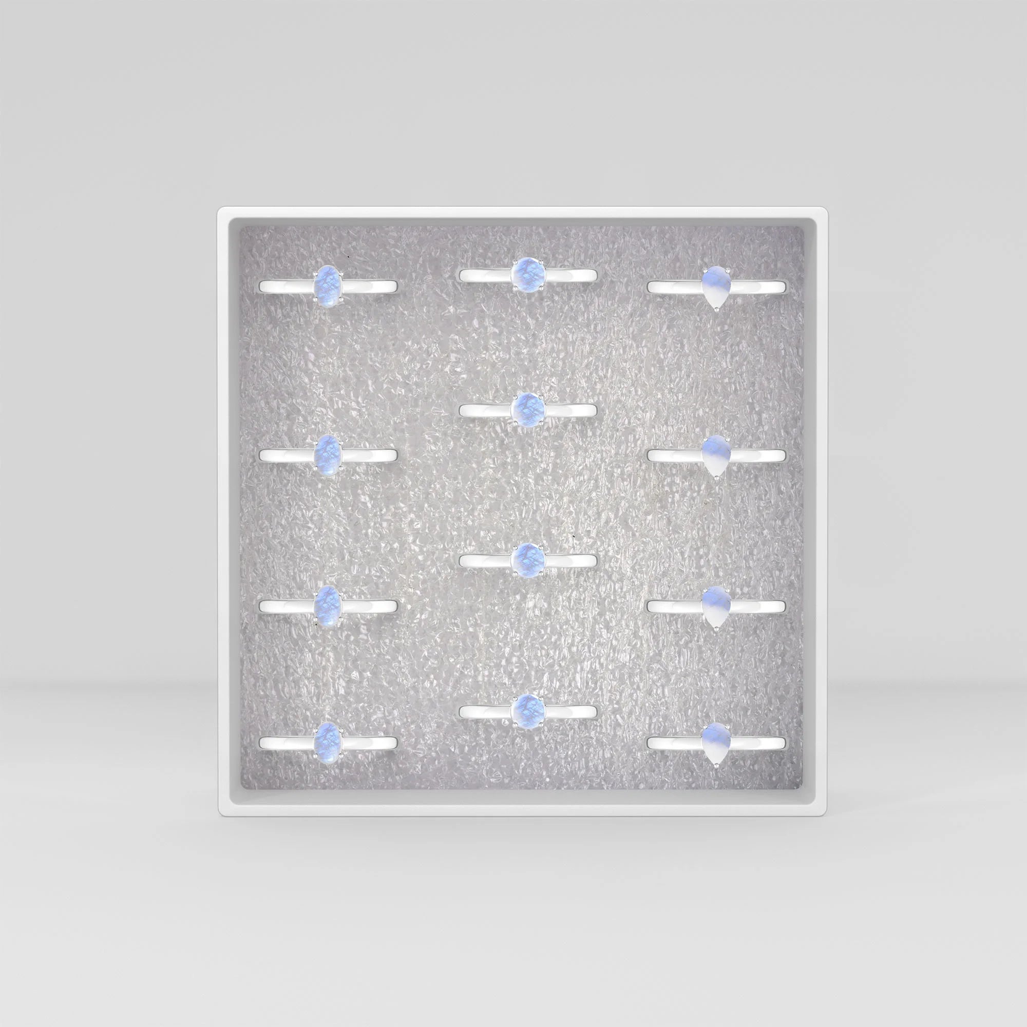 rainbow moonstone stackable prong-set ring