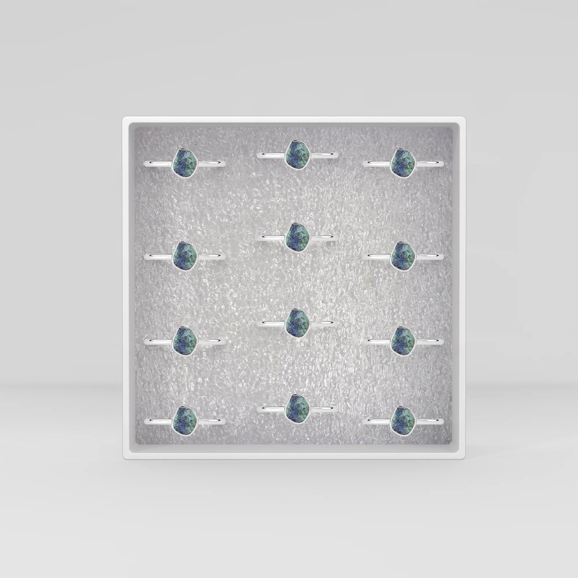 azurite malachite stackable bezel-set ring