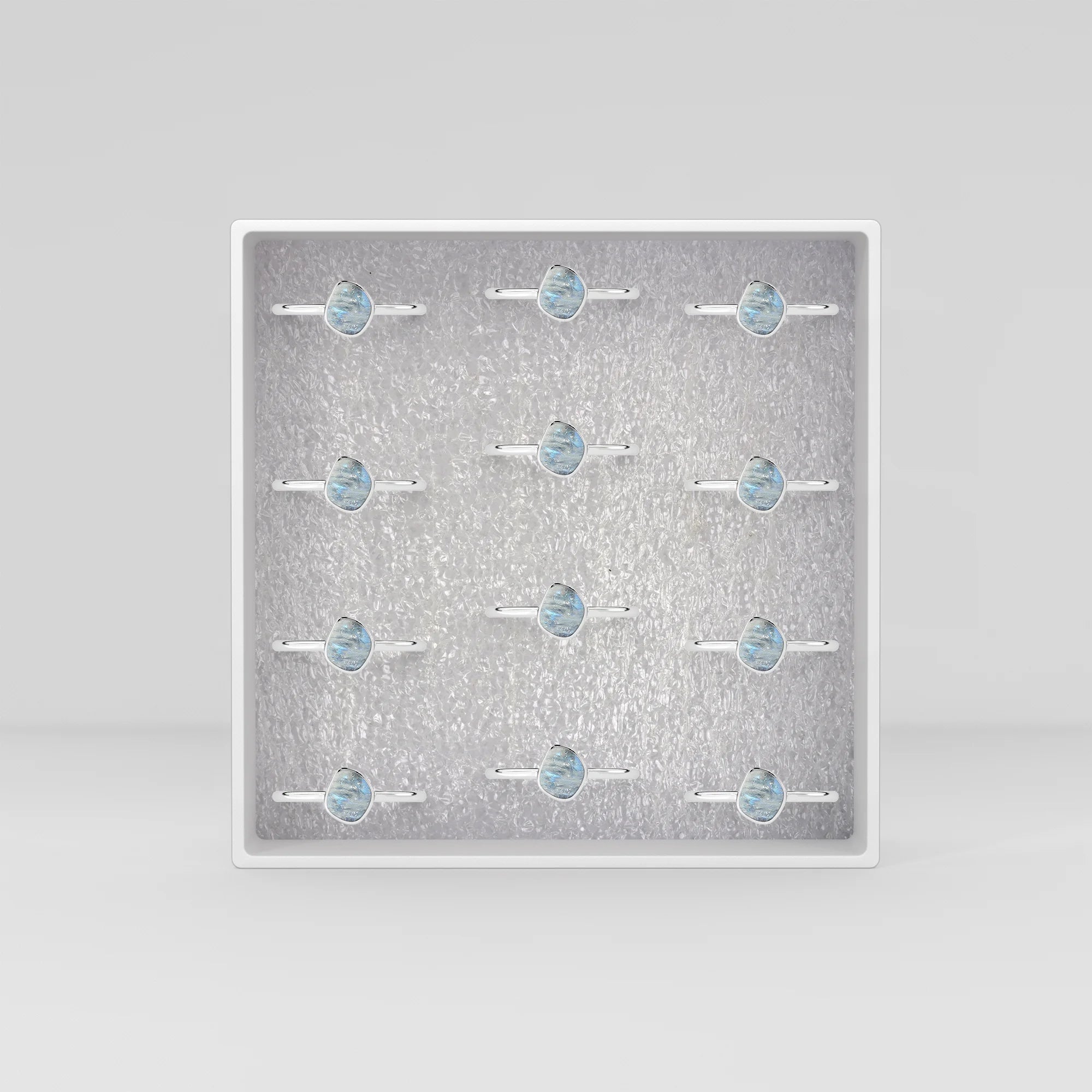 rainbow moonstone stackable bezel-set ring