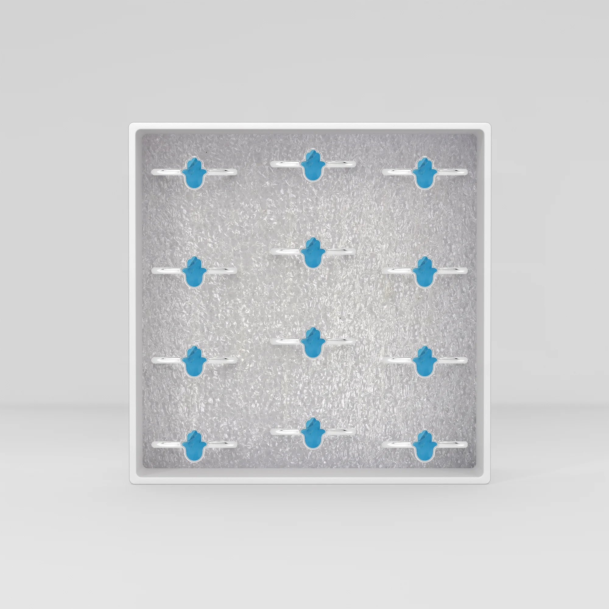 compressed turquoise blue stackable bezel-set ring