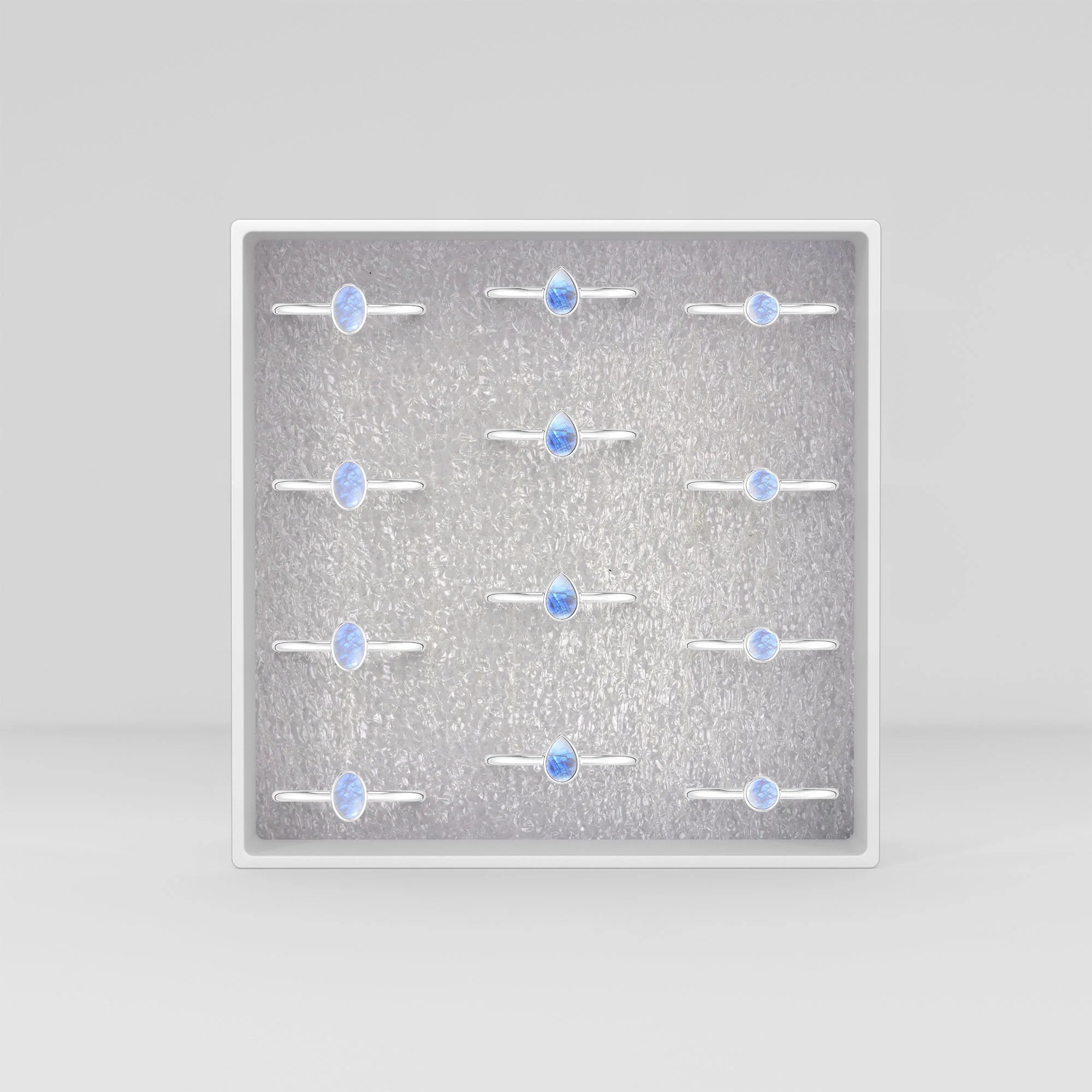 rainbow moonstone bezel-set ring