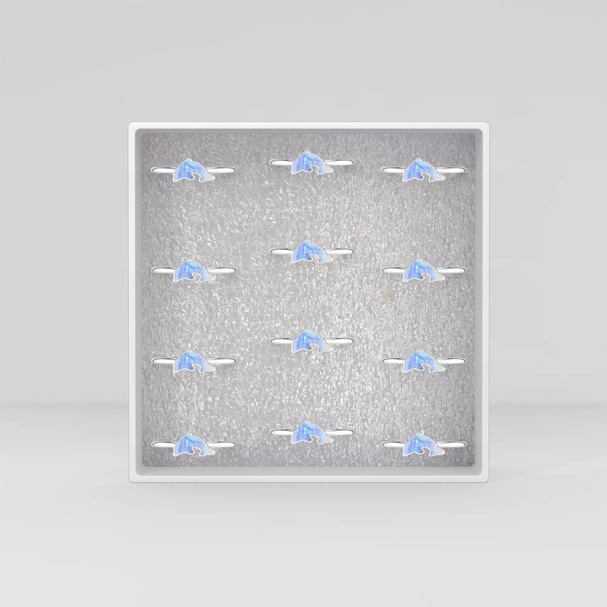 rainbow moonstone stackable bezel-set ring