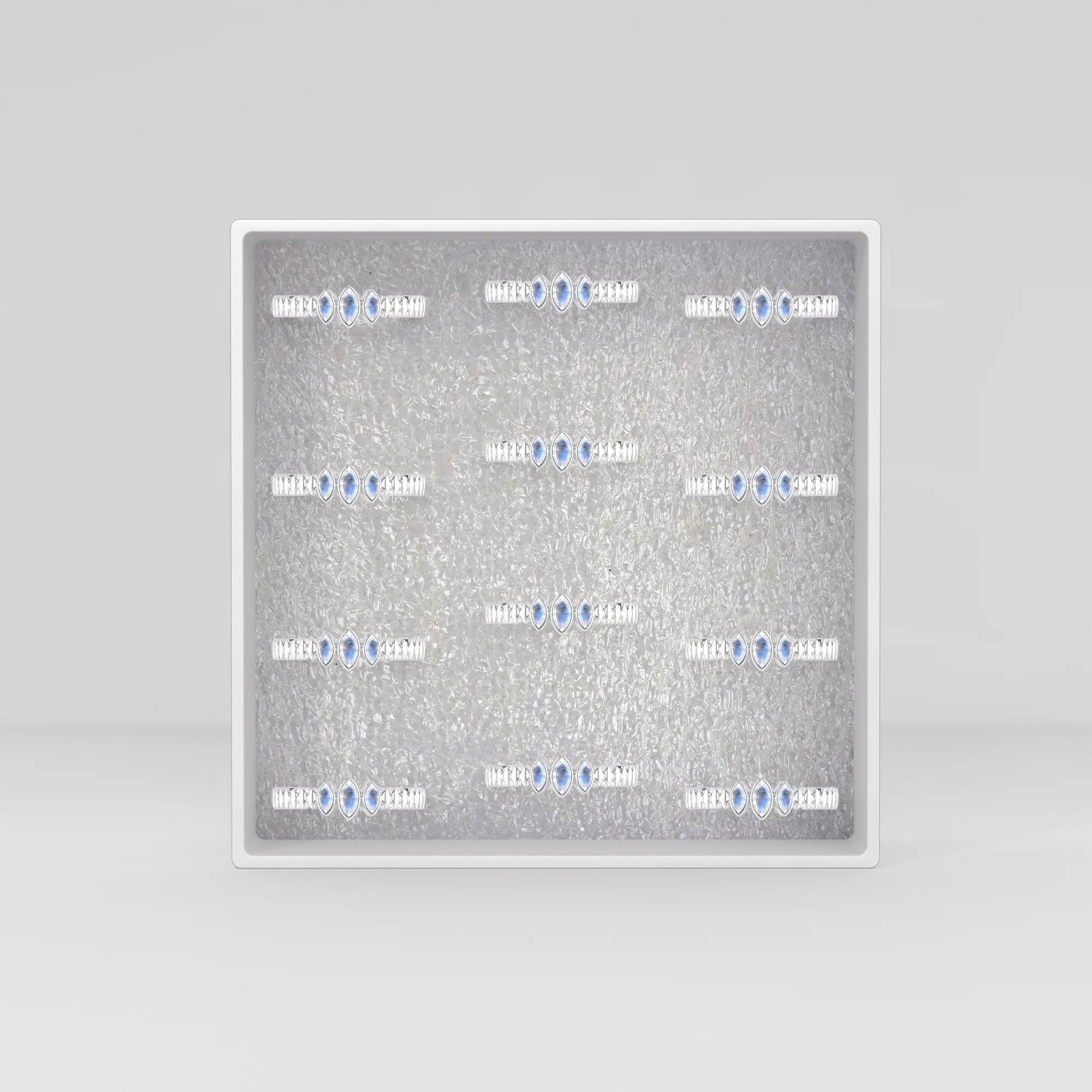 rainbow-moonstone bezel-set ring