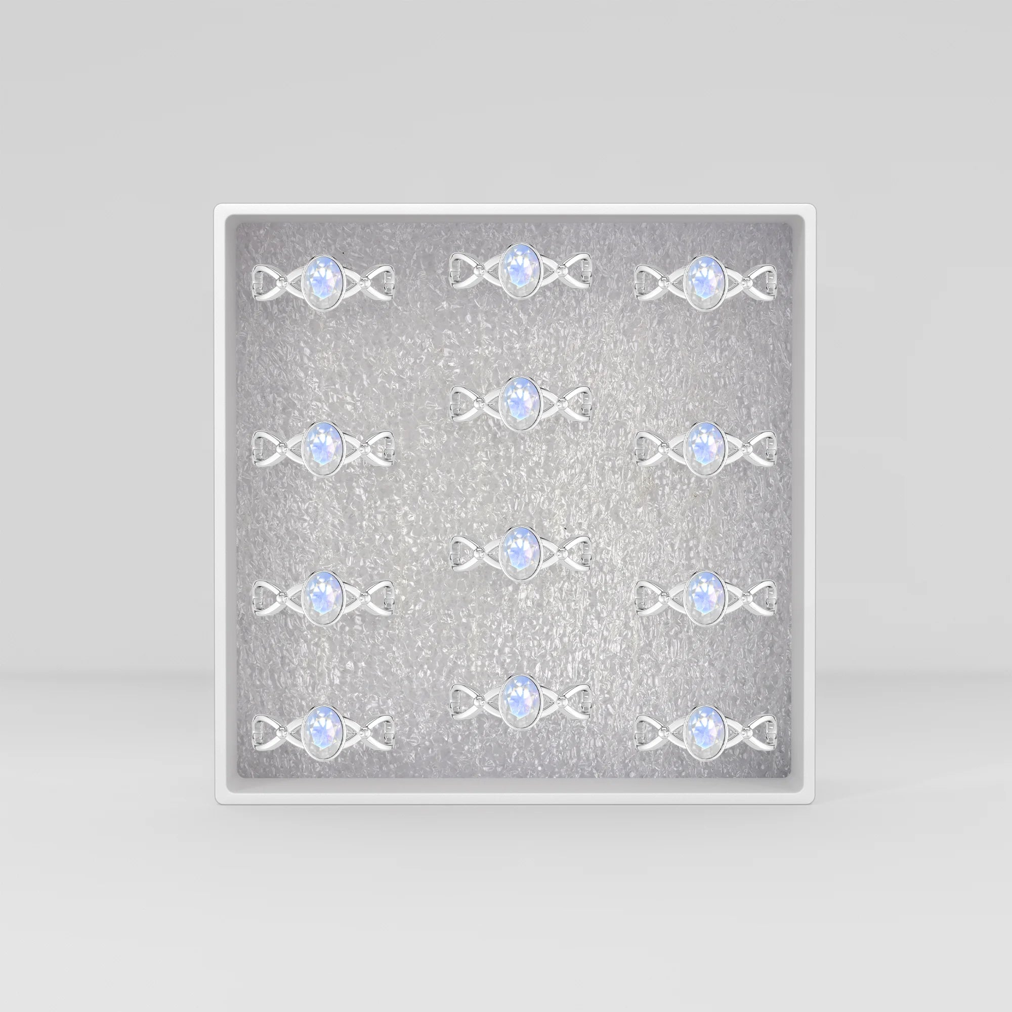 rainbow-moonstone bezel-set ring