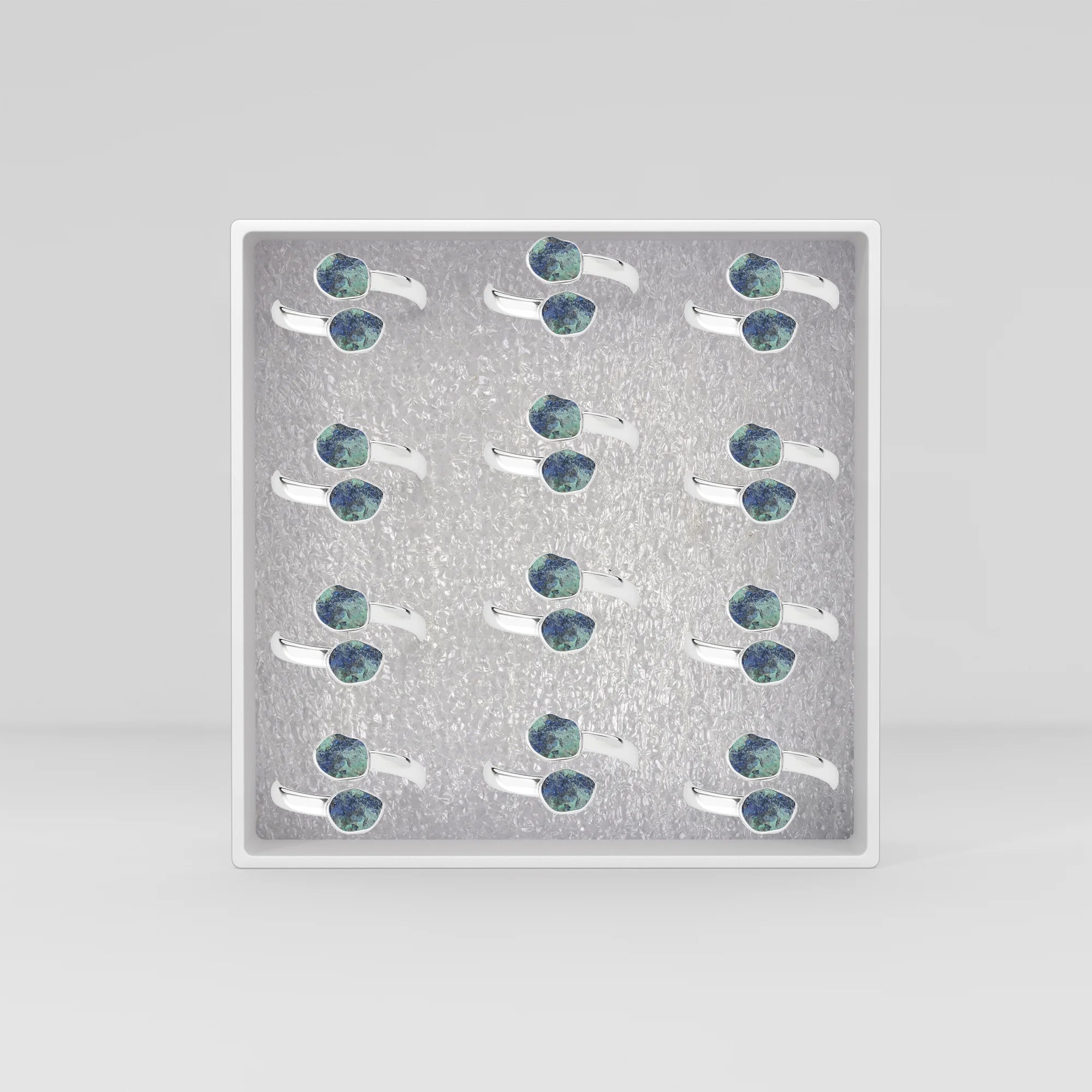 azurite malachite bezel-set ring