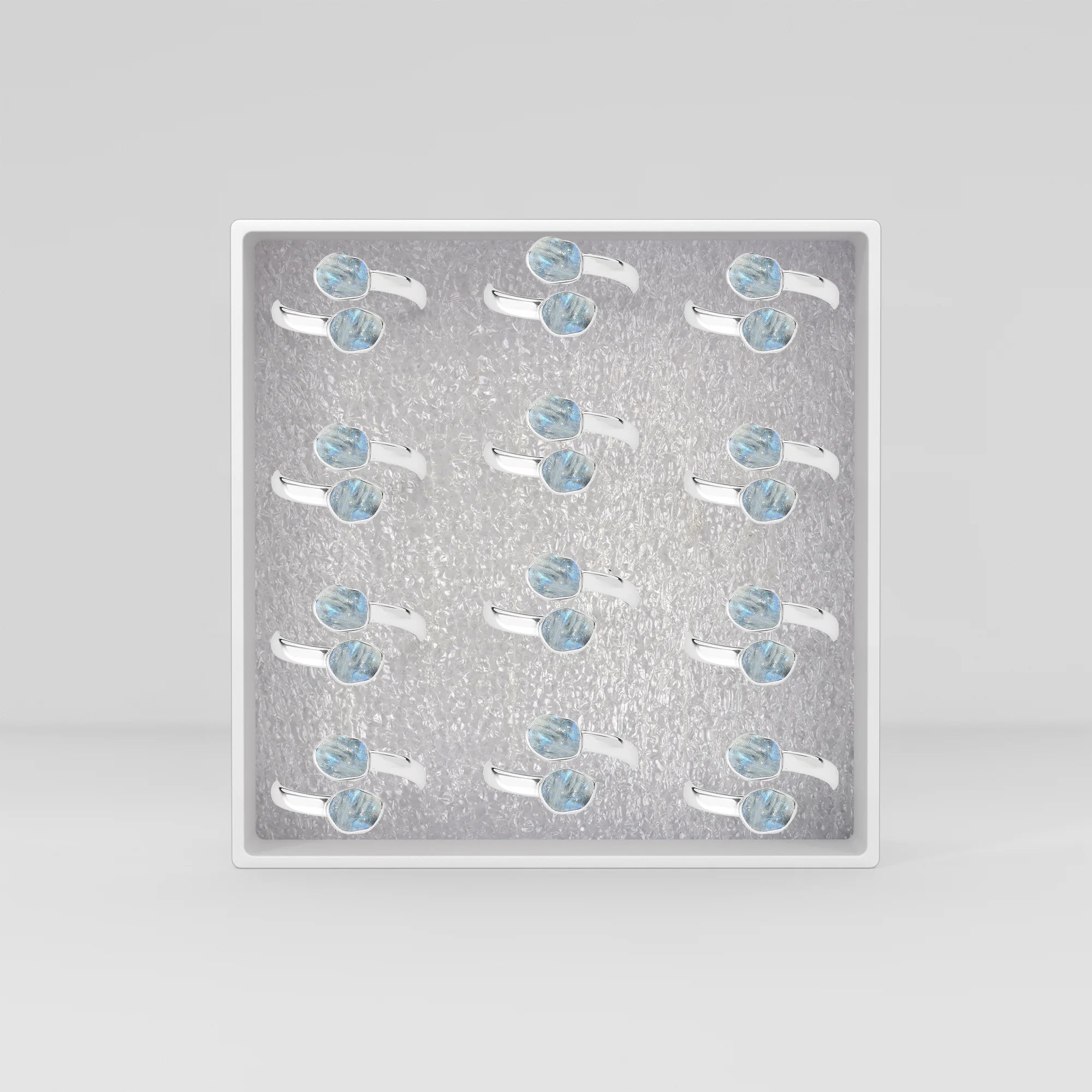 rainbow moonstone bezel-set ring