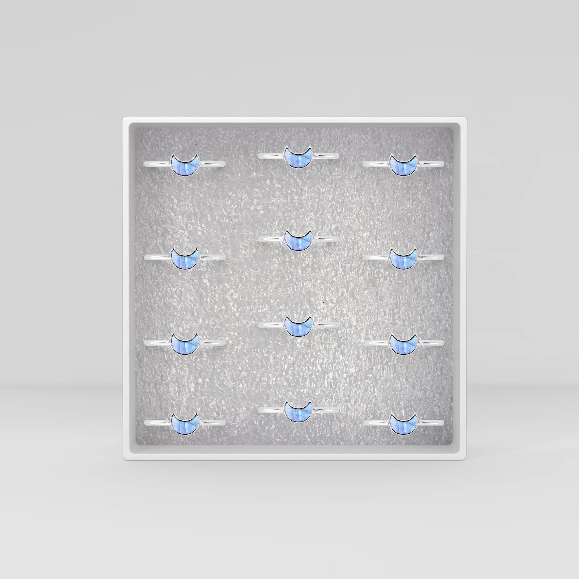 rainbow moonstone stackable bezel-set ring