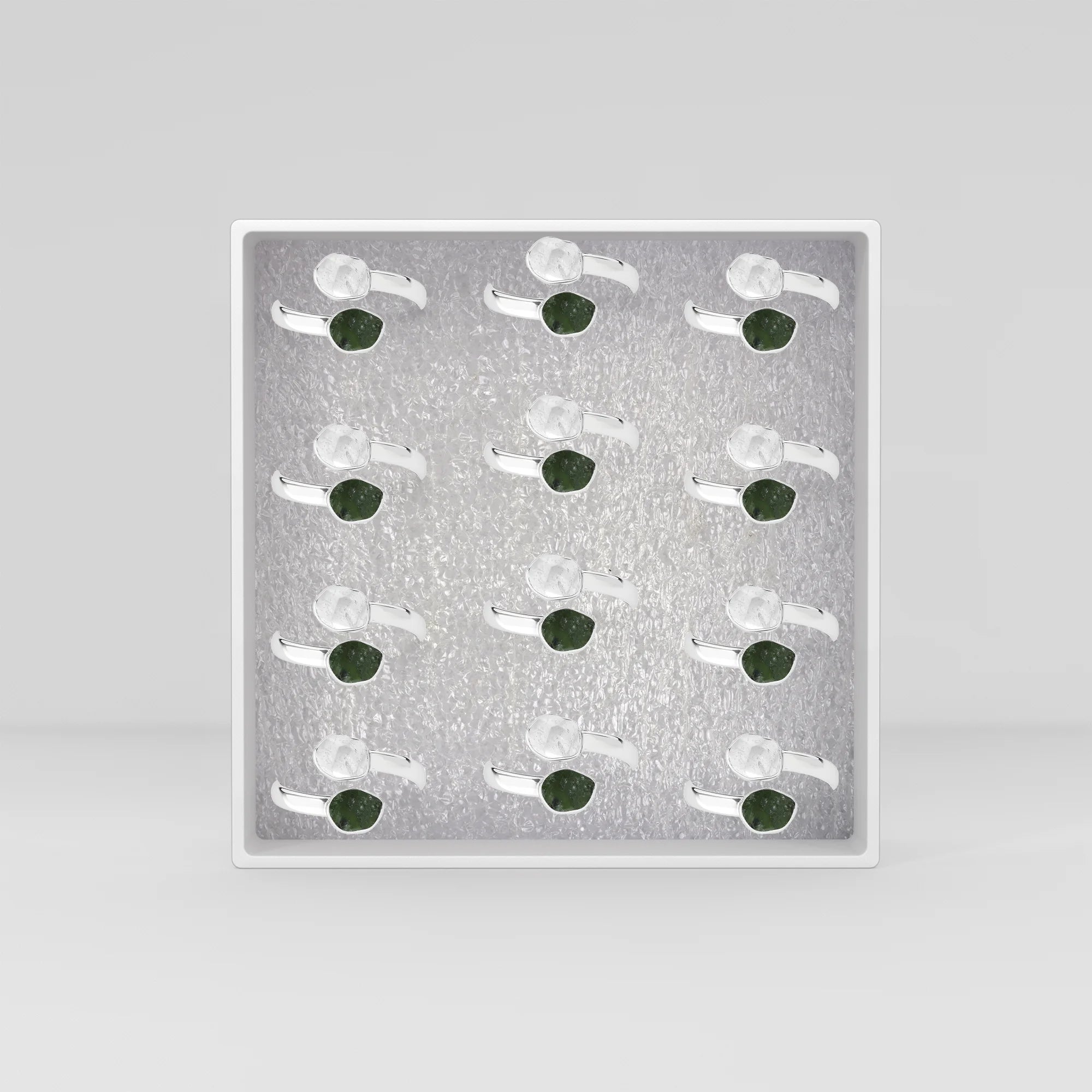 herkimer-moldavite bezel-set ring