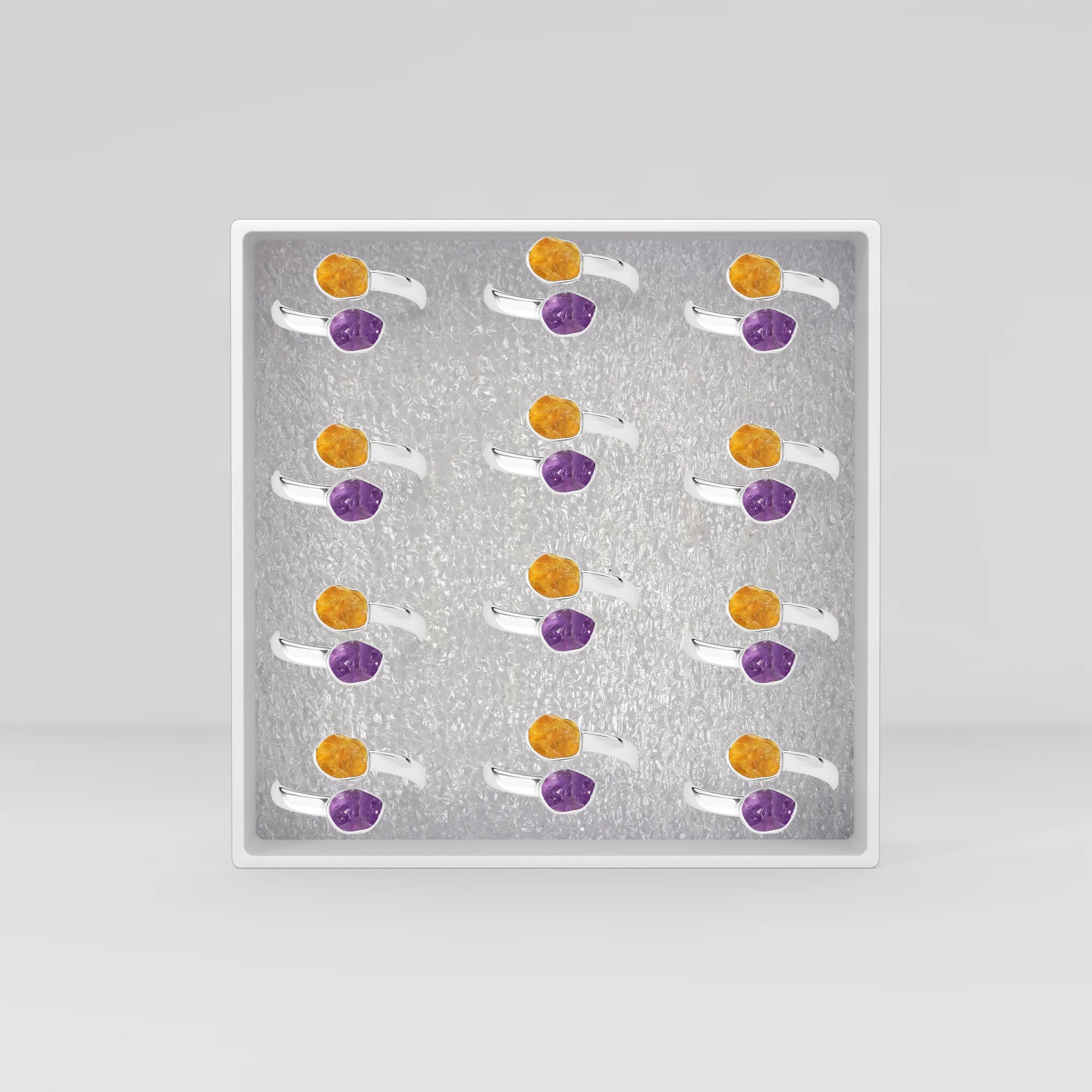 citrine-amethyst bezel-set ring