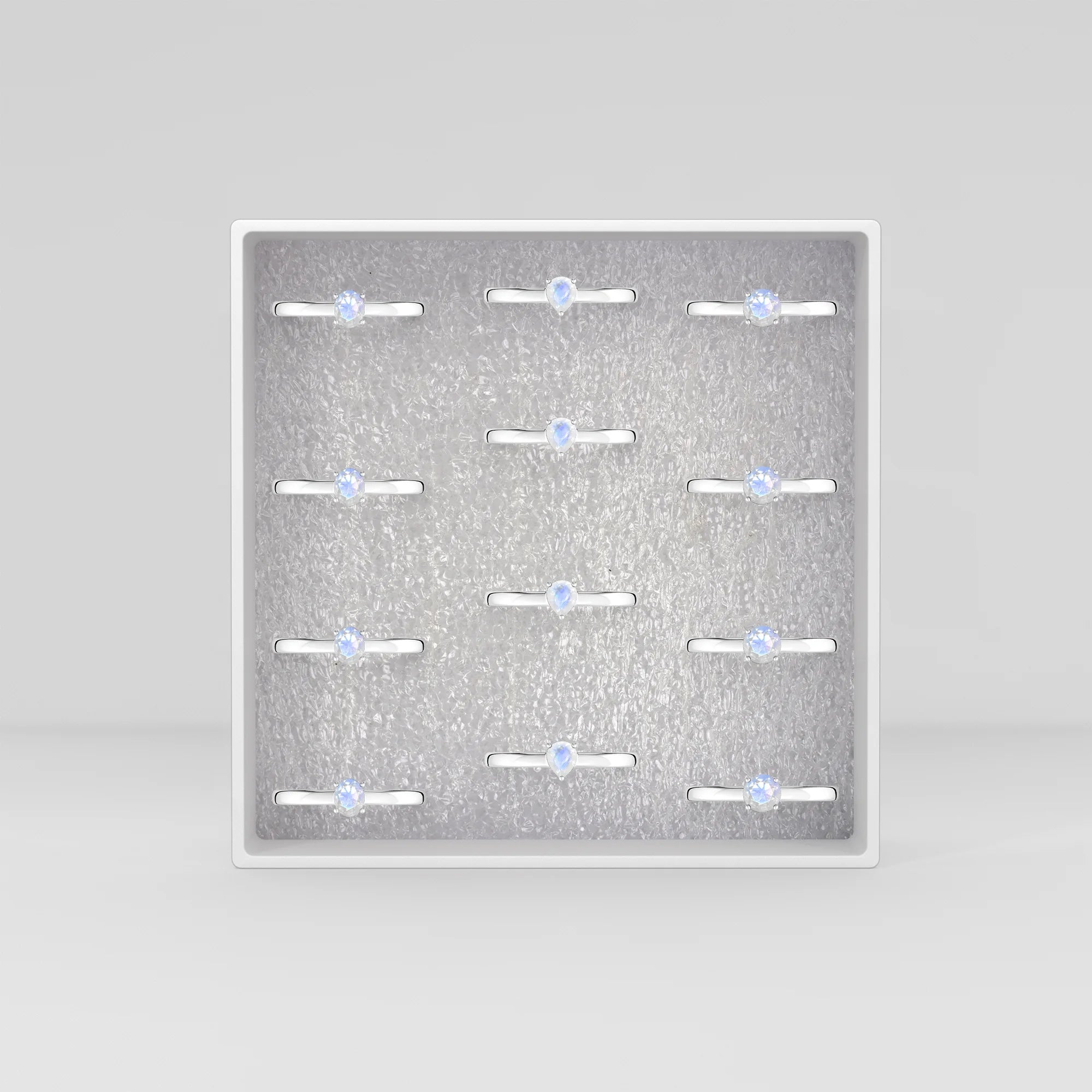 rainbow moonstone stackable prong-set ring