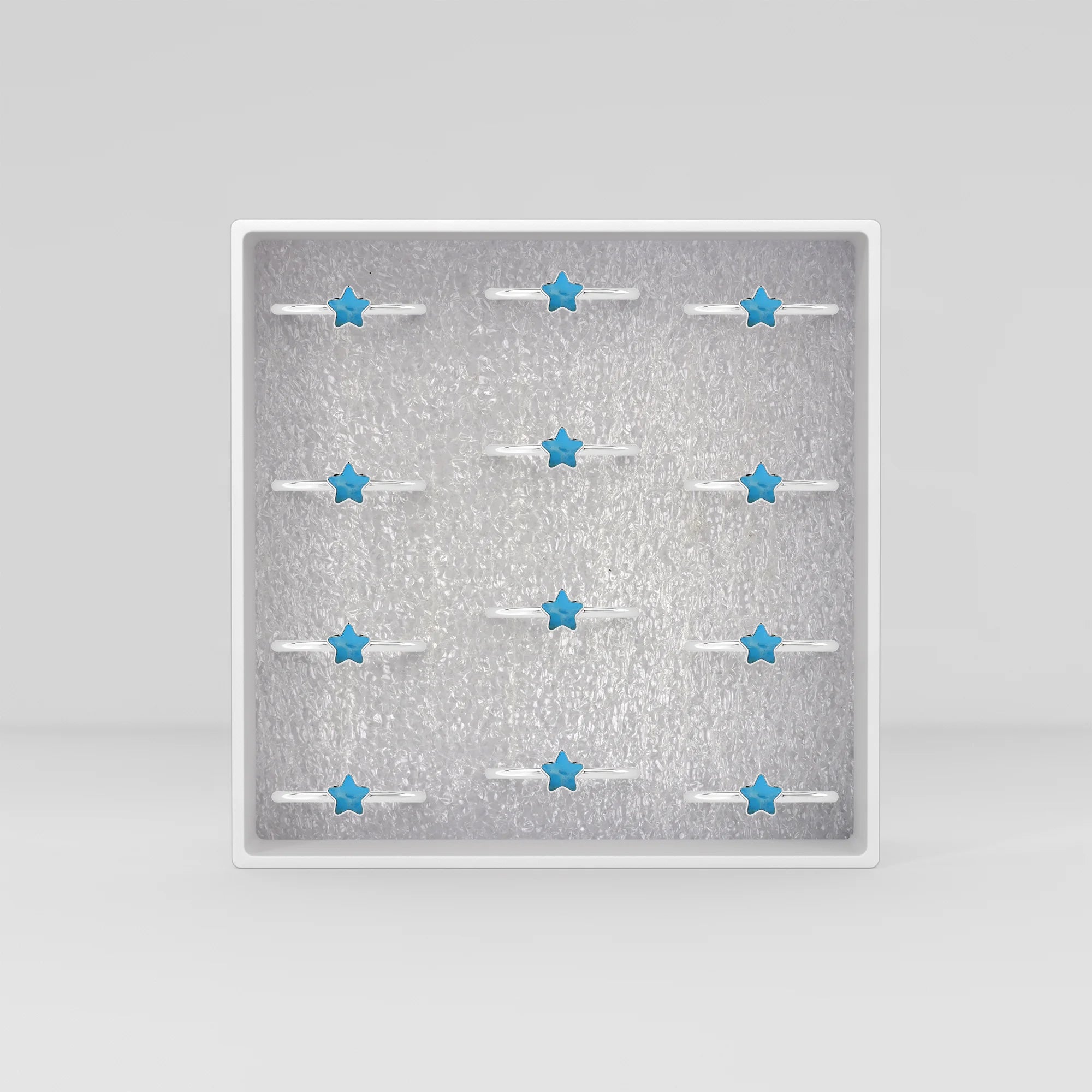 compressed turquoise blue  stackable bezel-set ring