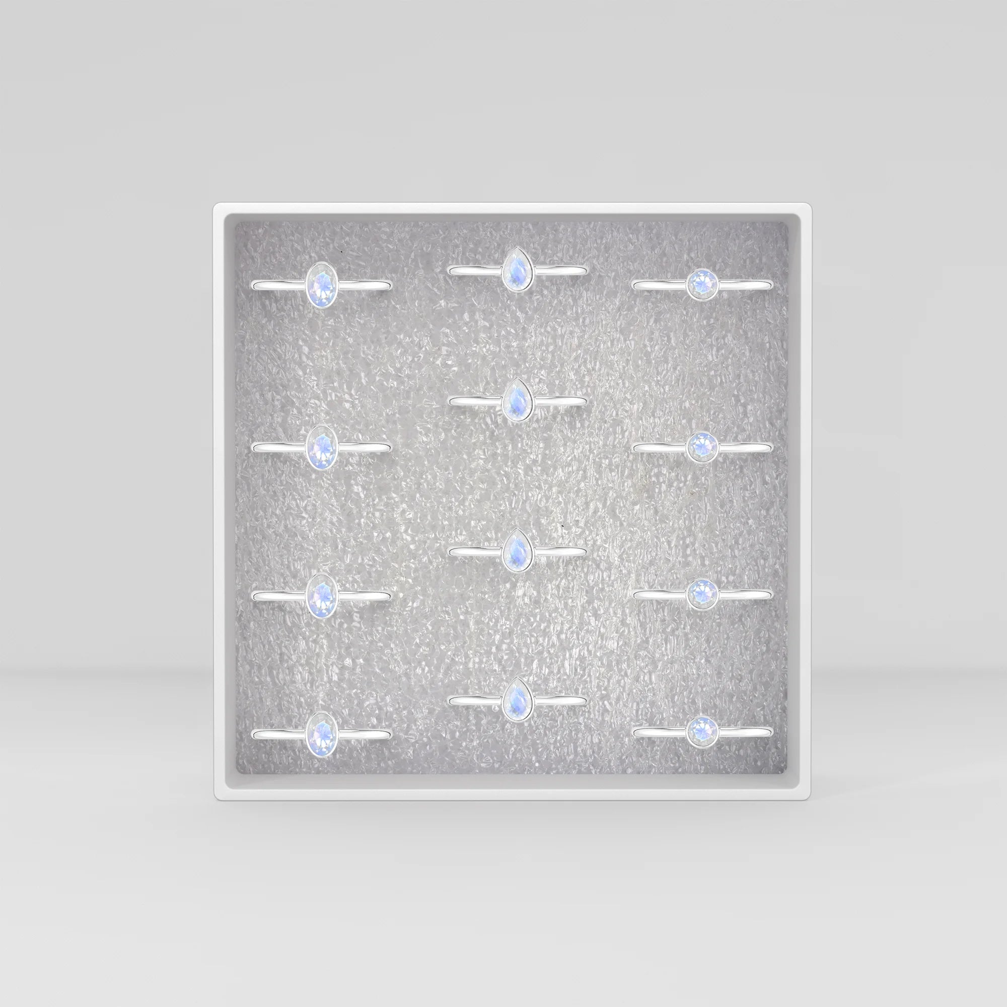 rainbow moonstone stackable bezel-set ring