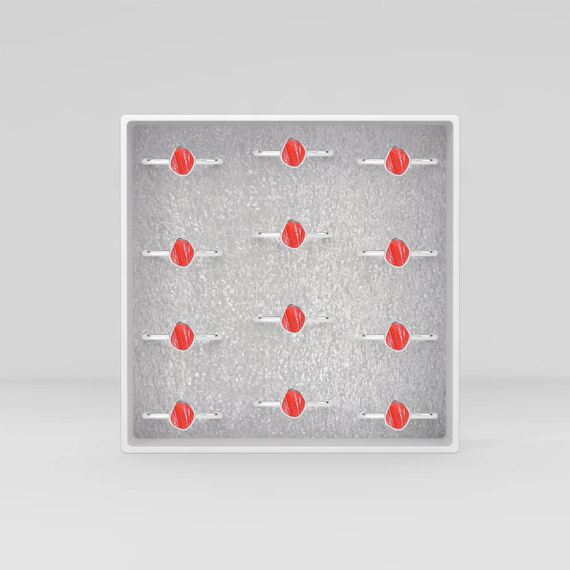 red coral stackable bezel-set ring