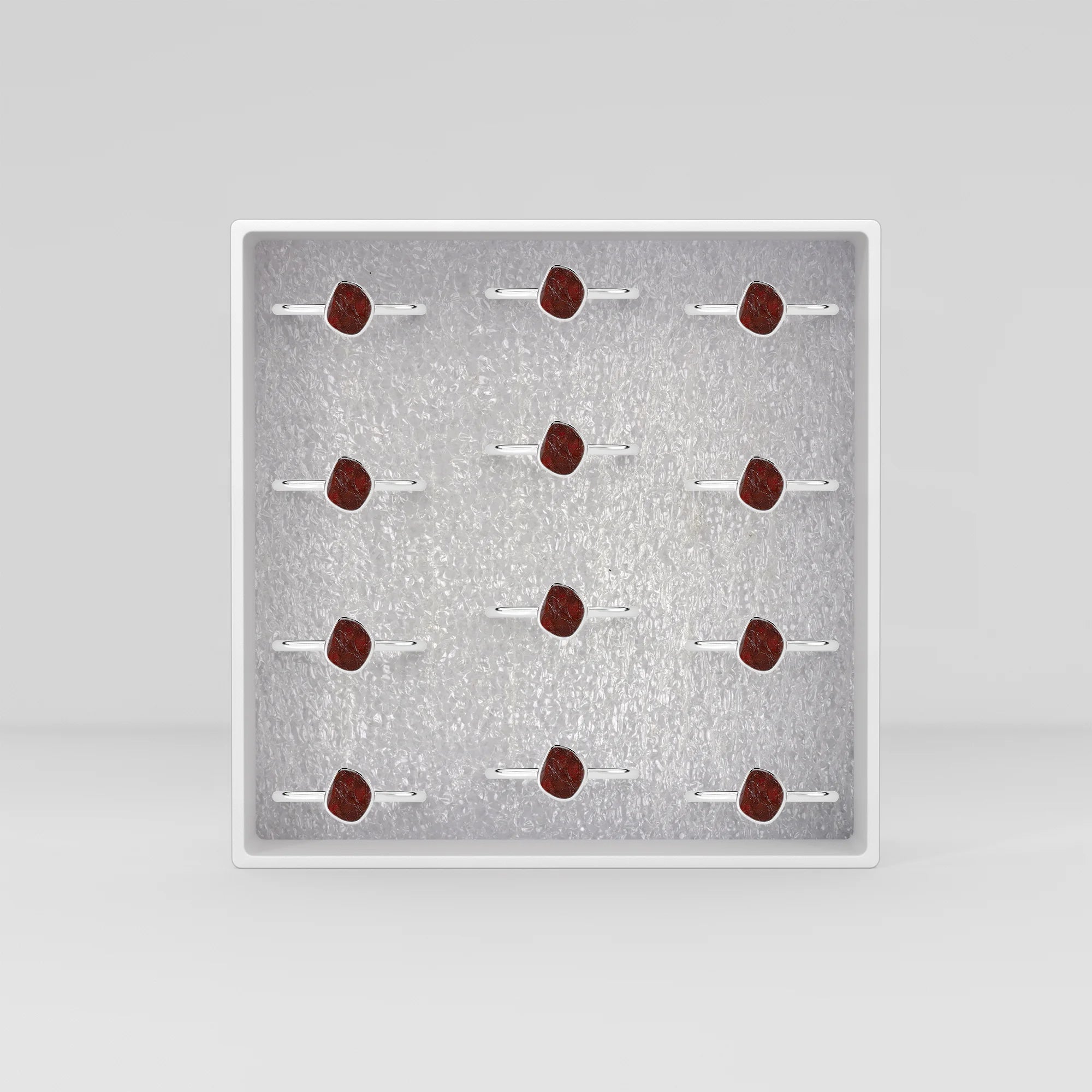 red garnet stackable bezel-set ring