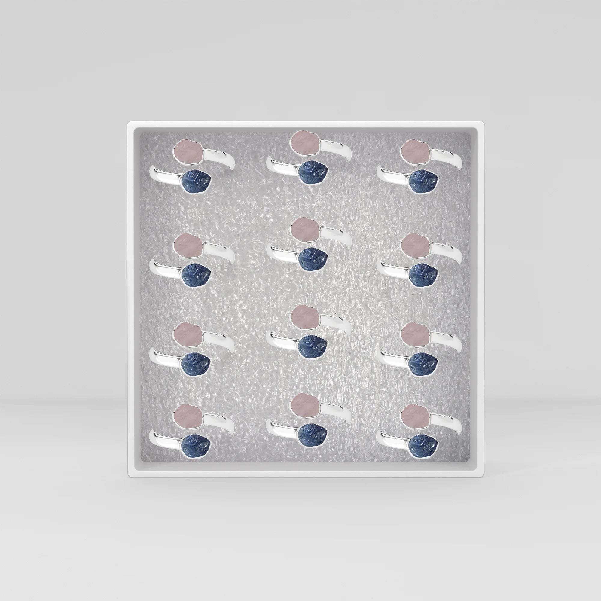 morganite-blue sapphire bezel-set ring