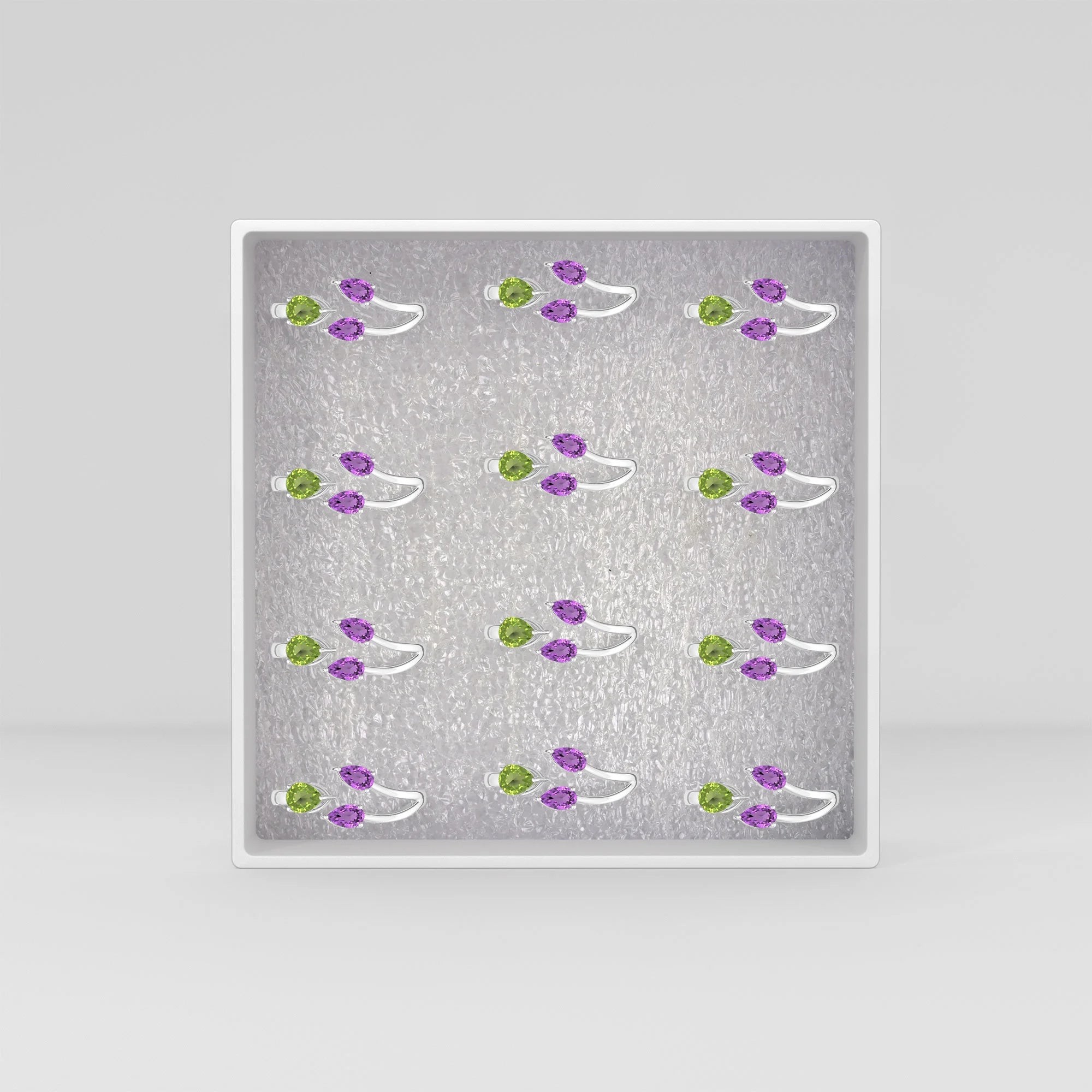 natural peridot & amethyst ring