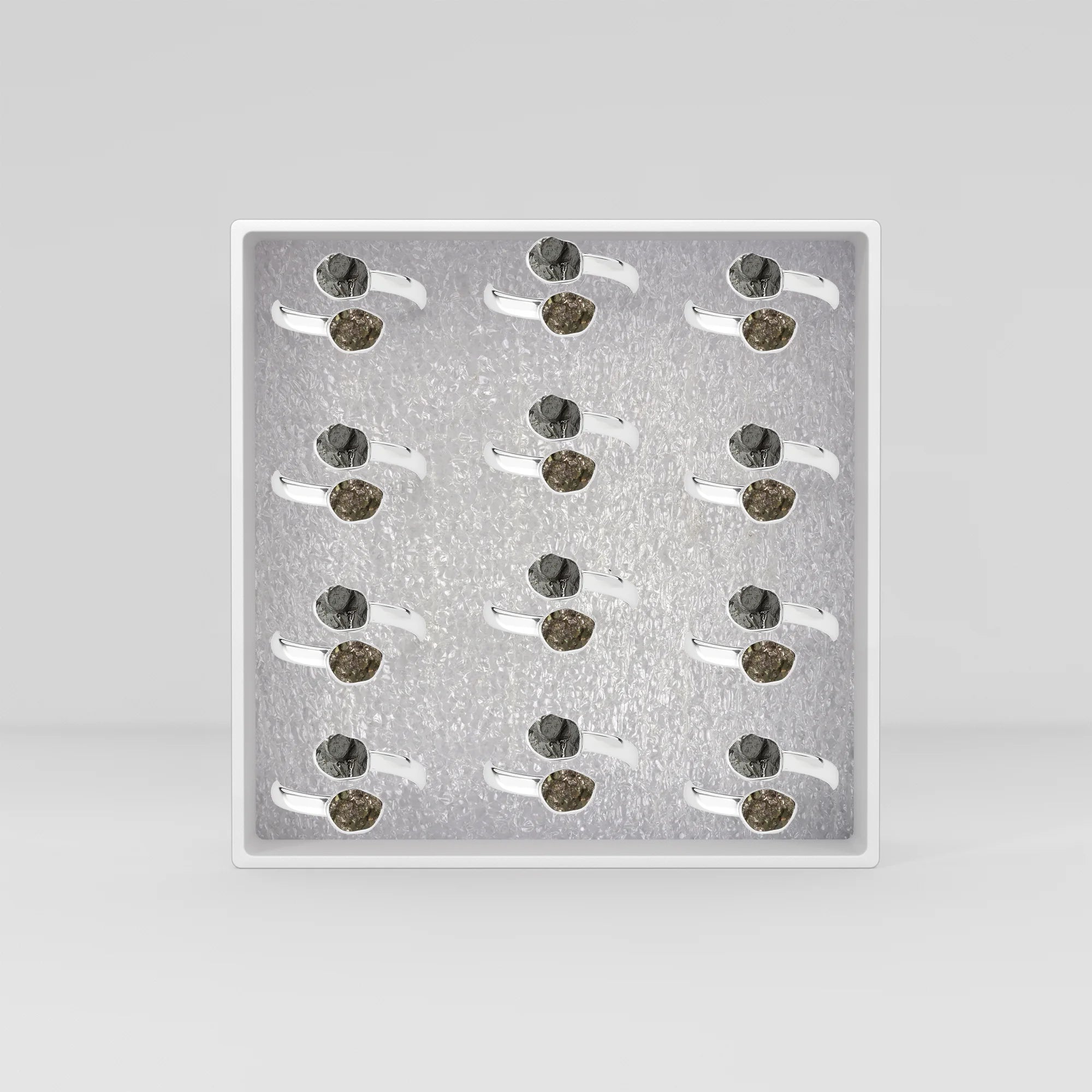 meteorite-pyrite bezel-set ring