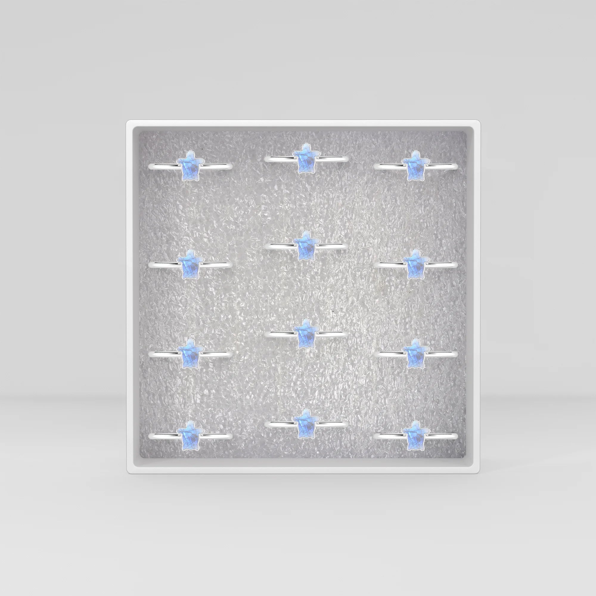 rainbow moonstone stackable bezel-set ring