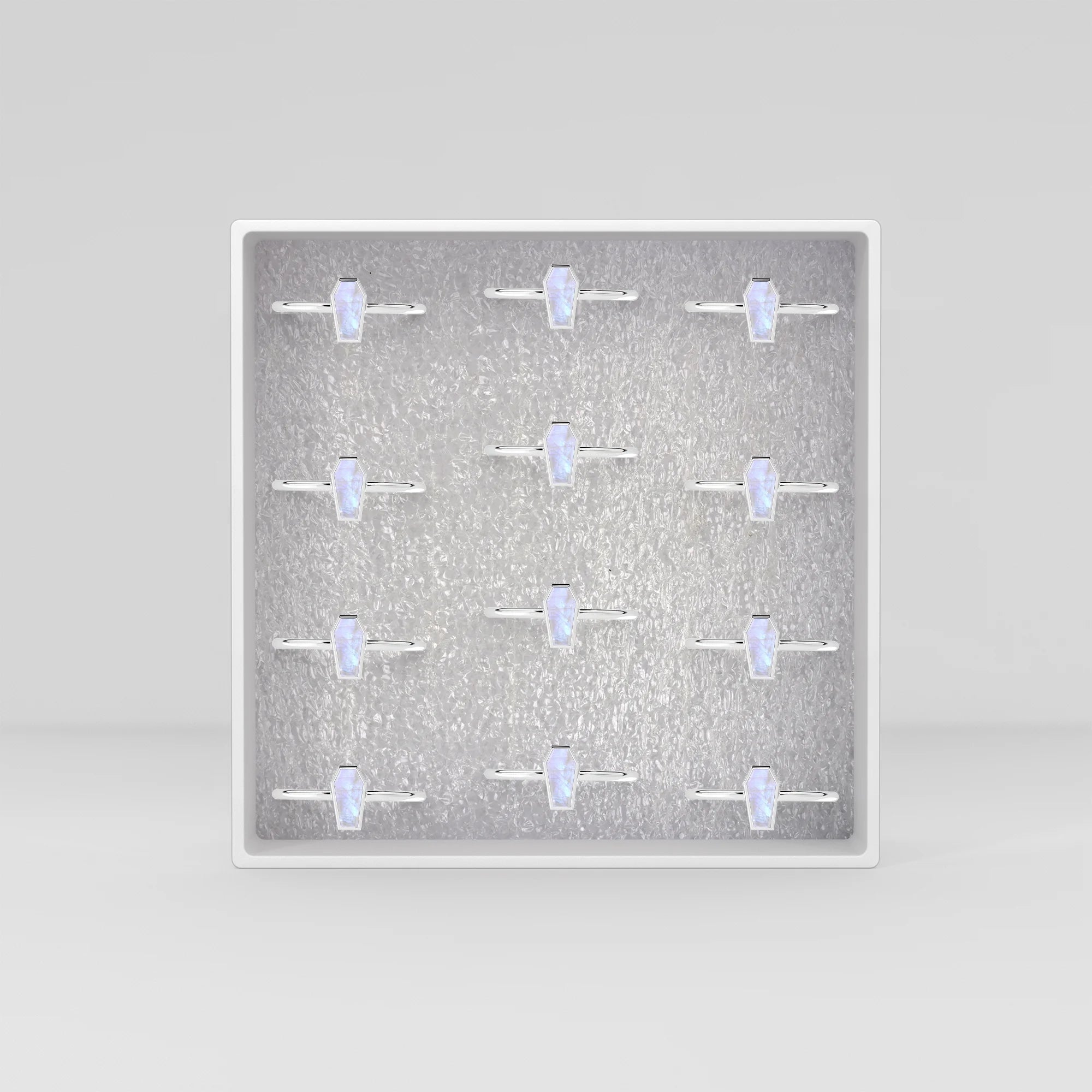 rainbow moonstone bezel-set ring