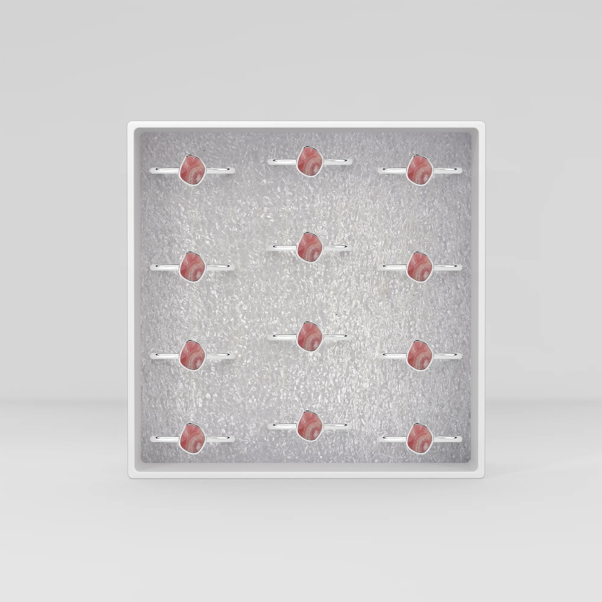 rhodochrosite stackable bezel-set ring