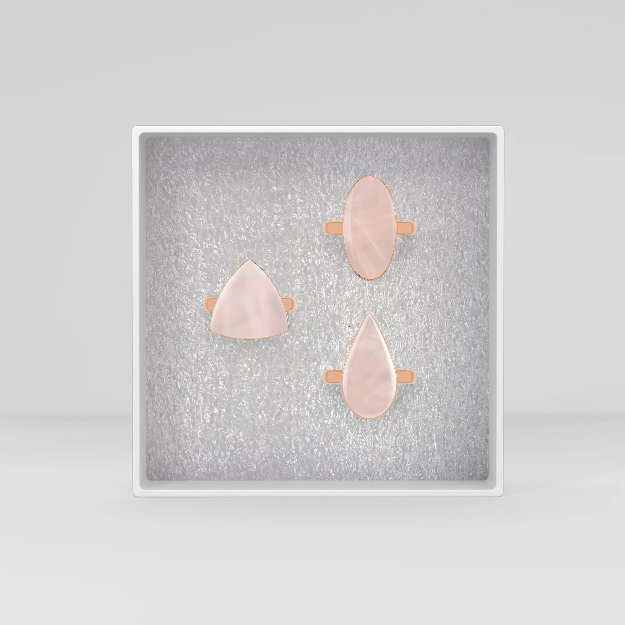 rose-quartz bezel-set ring