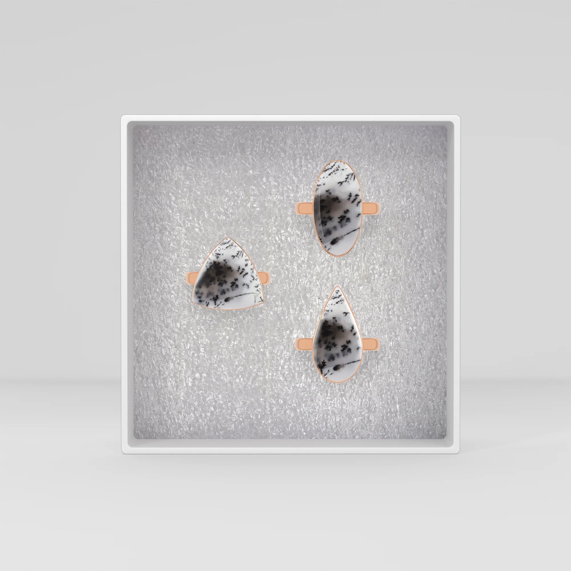 dendritic-opal bezel-set ring