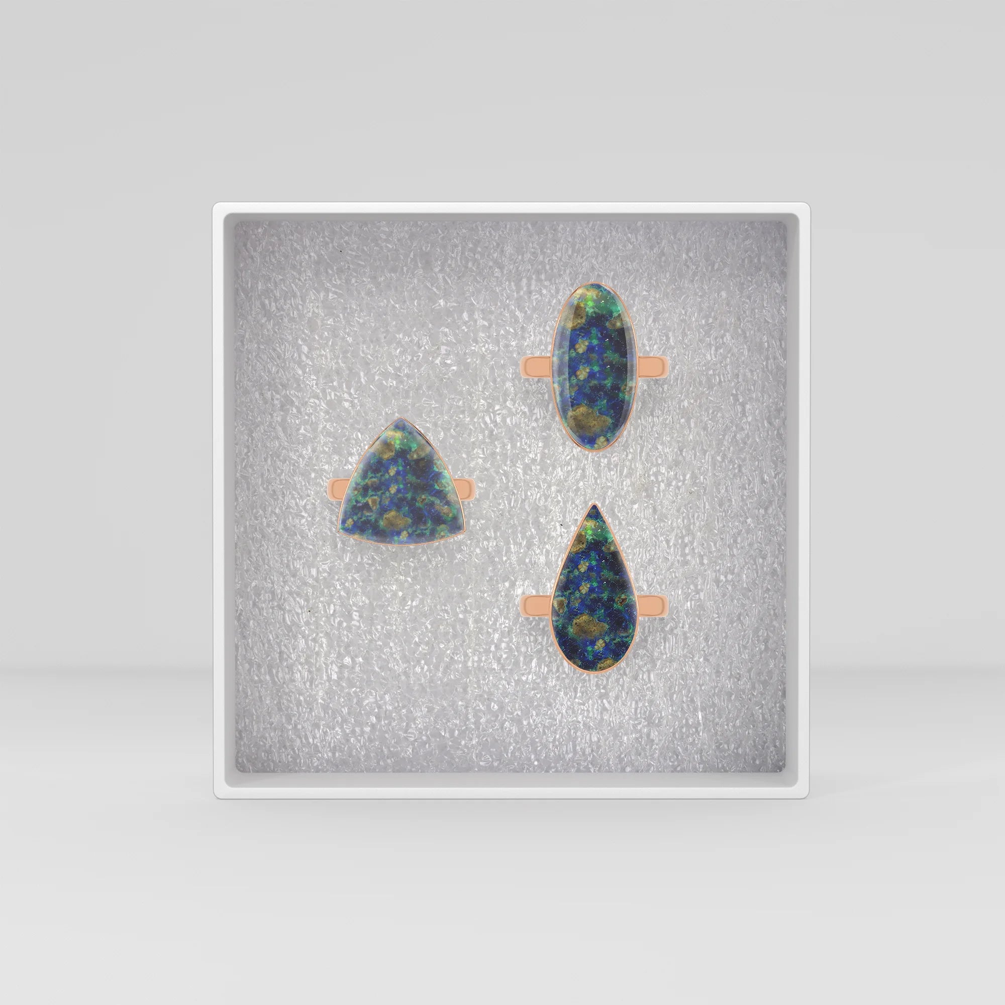 azurite malachite bezel-set ring