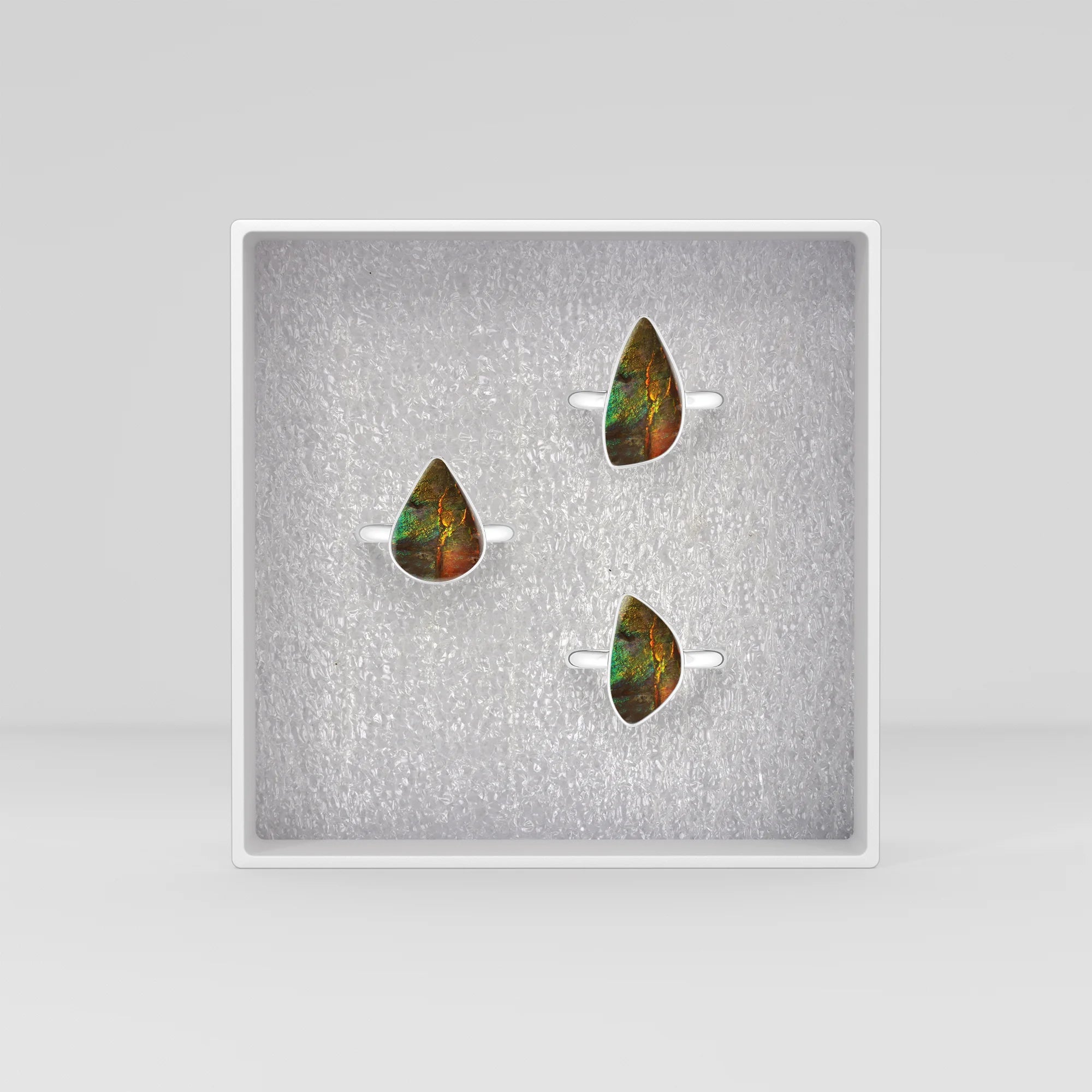 ammolite bezel-set ring