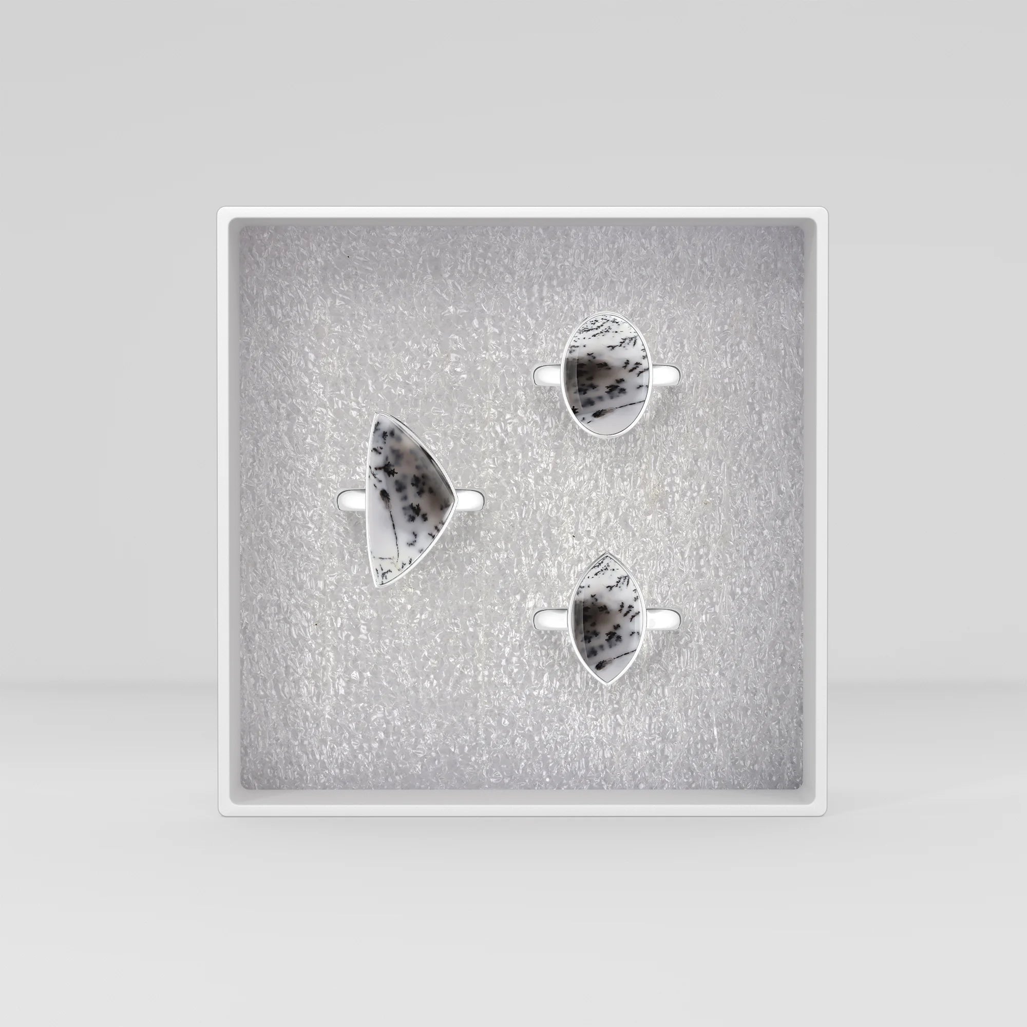 dendritic-opal bezel-set ring