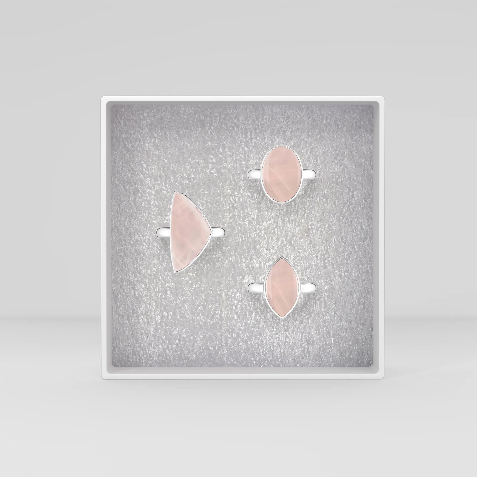 rose-quartz bezel-set ring