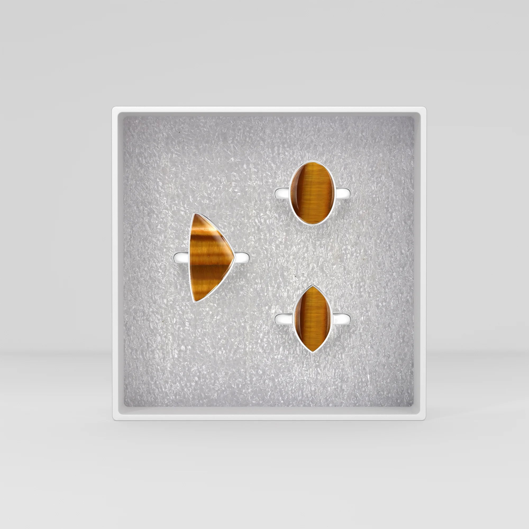 tiger-eye bezel-set ring