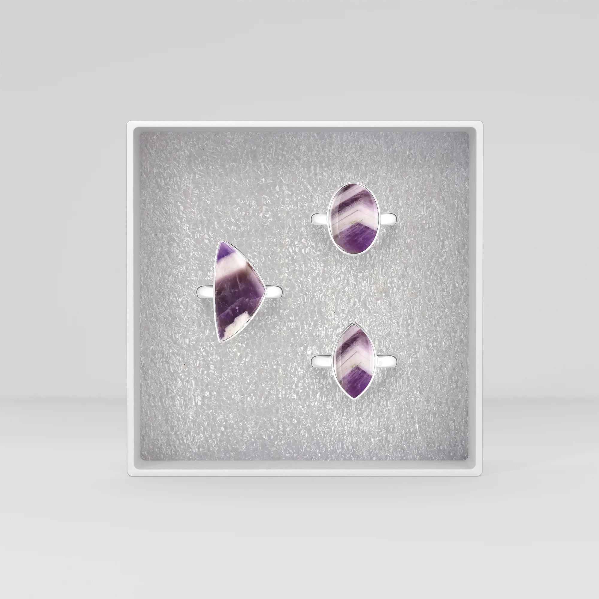 chevron-amethyst bezel-set ring