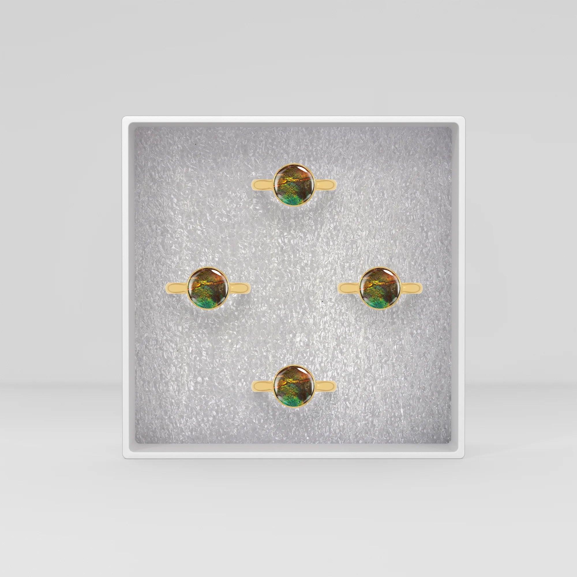 ammolite bezel-set ring