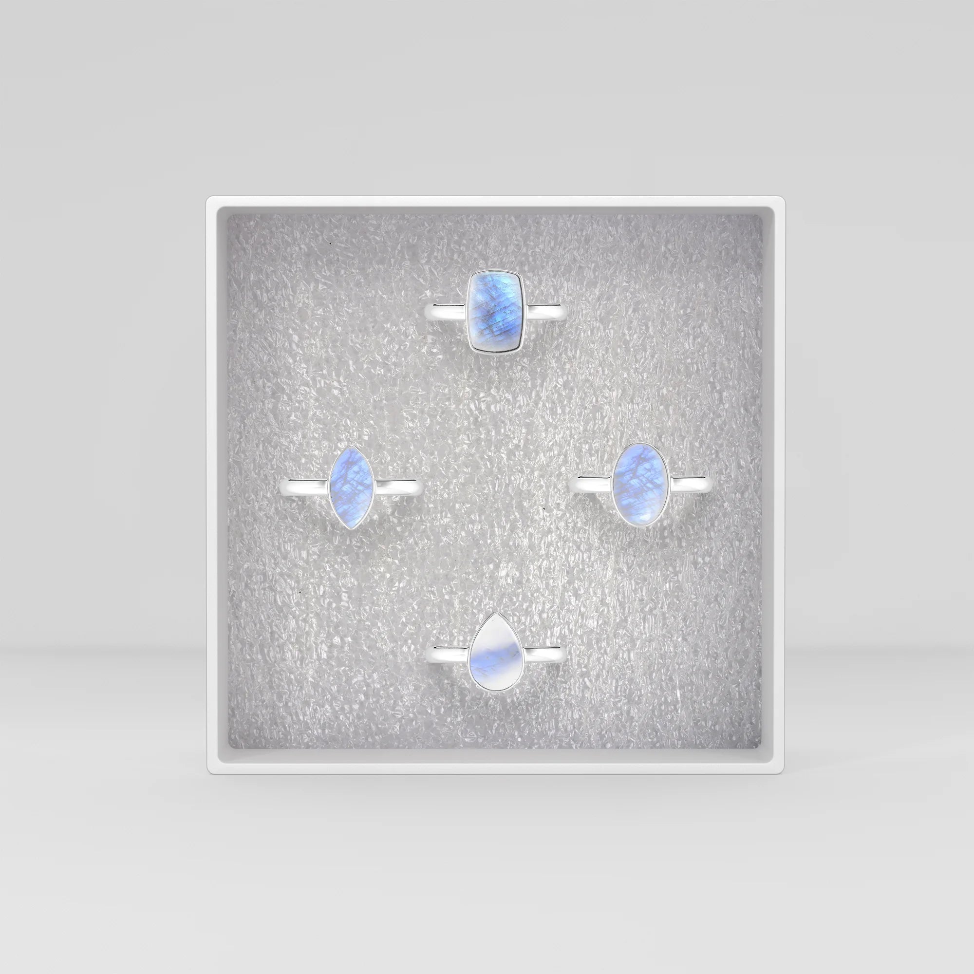 rainbow moonstone bezel-set ring
