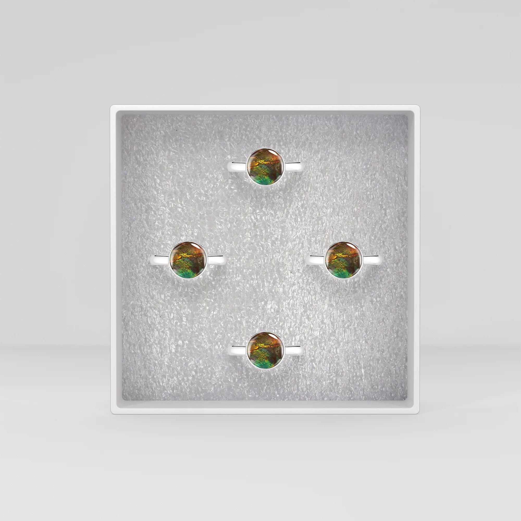 ammolite bezel-set ring