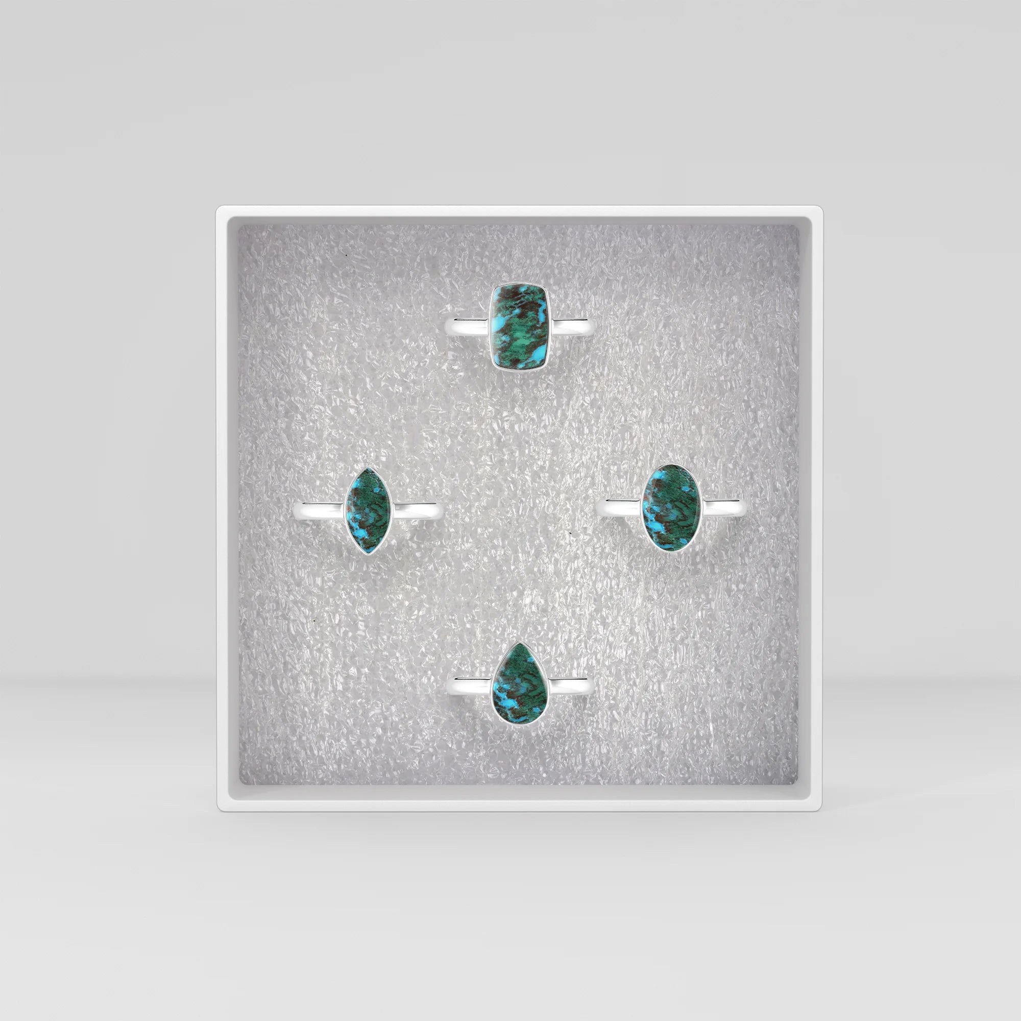 Natural Chrysocolla Malachite Cab Ring | 925 Sterling Silver | Bezel Set | Pack of 6