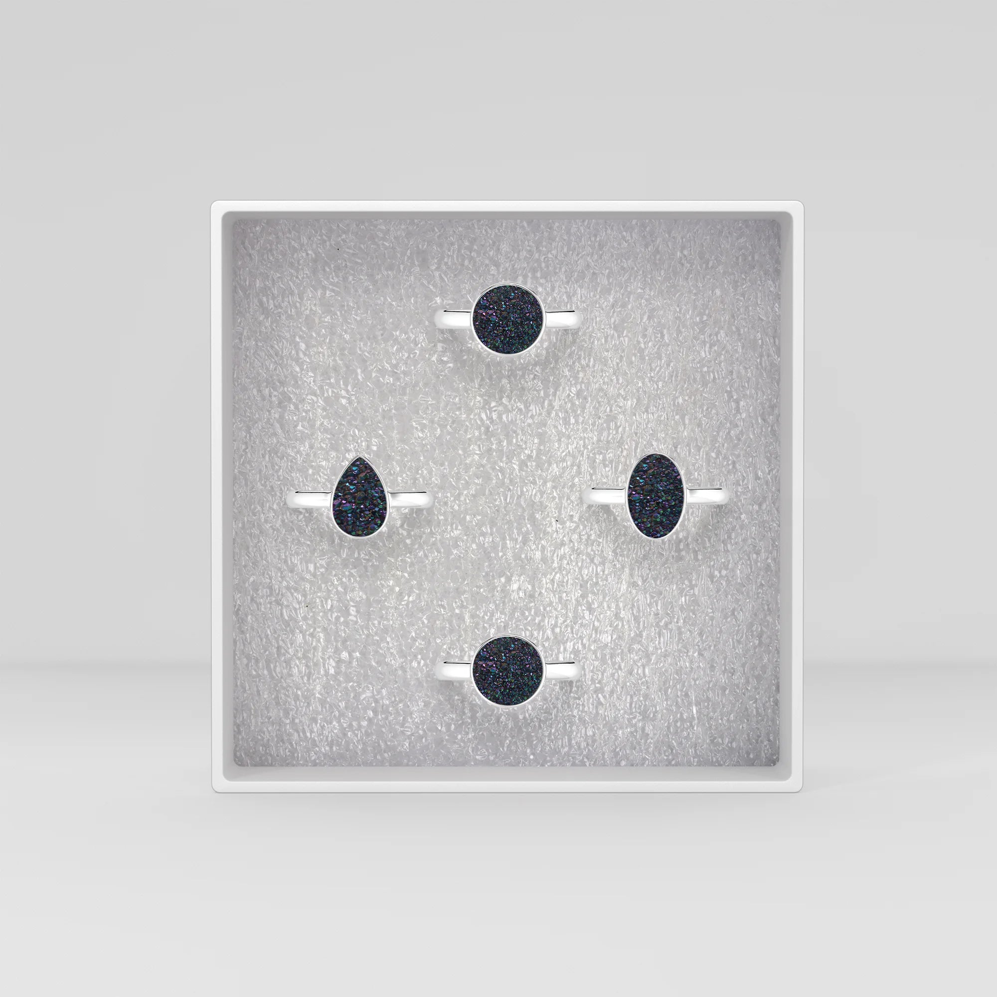 multi titanium druzy bezel-set ring