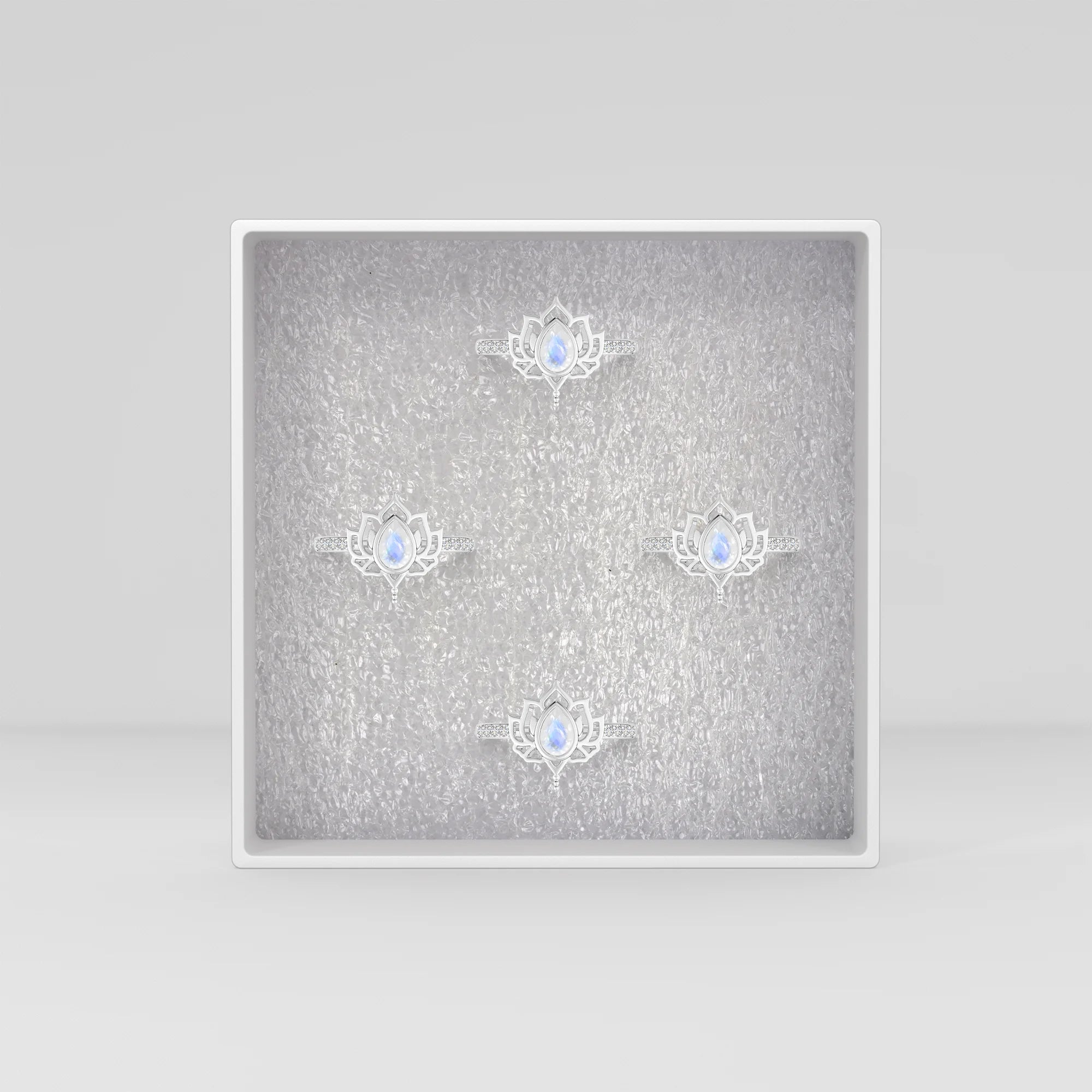 rainbow moonstone bezel-set ring