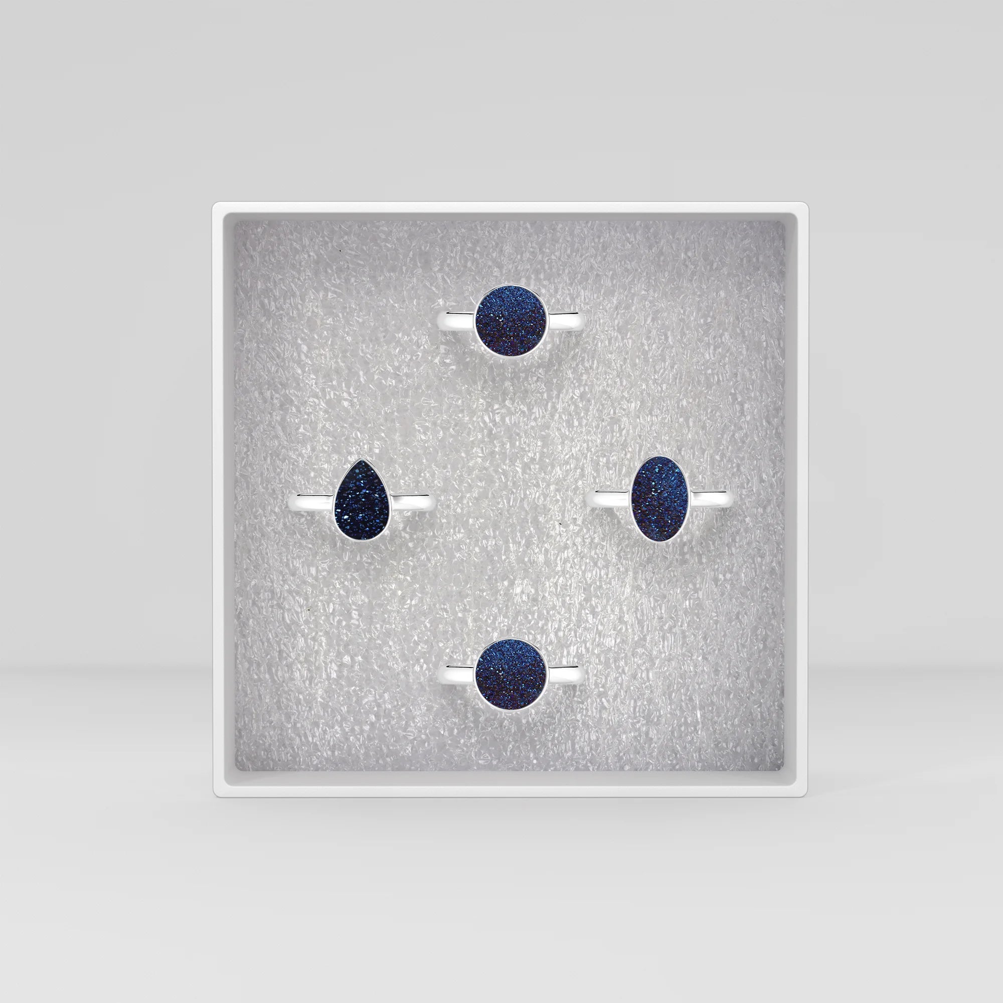 titanium druzy blue bezel-set ring