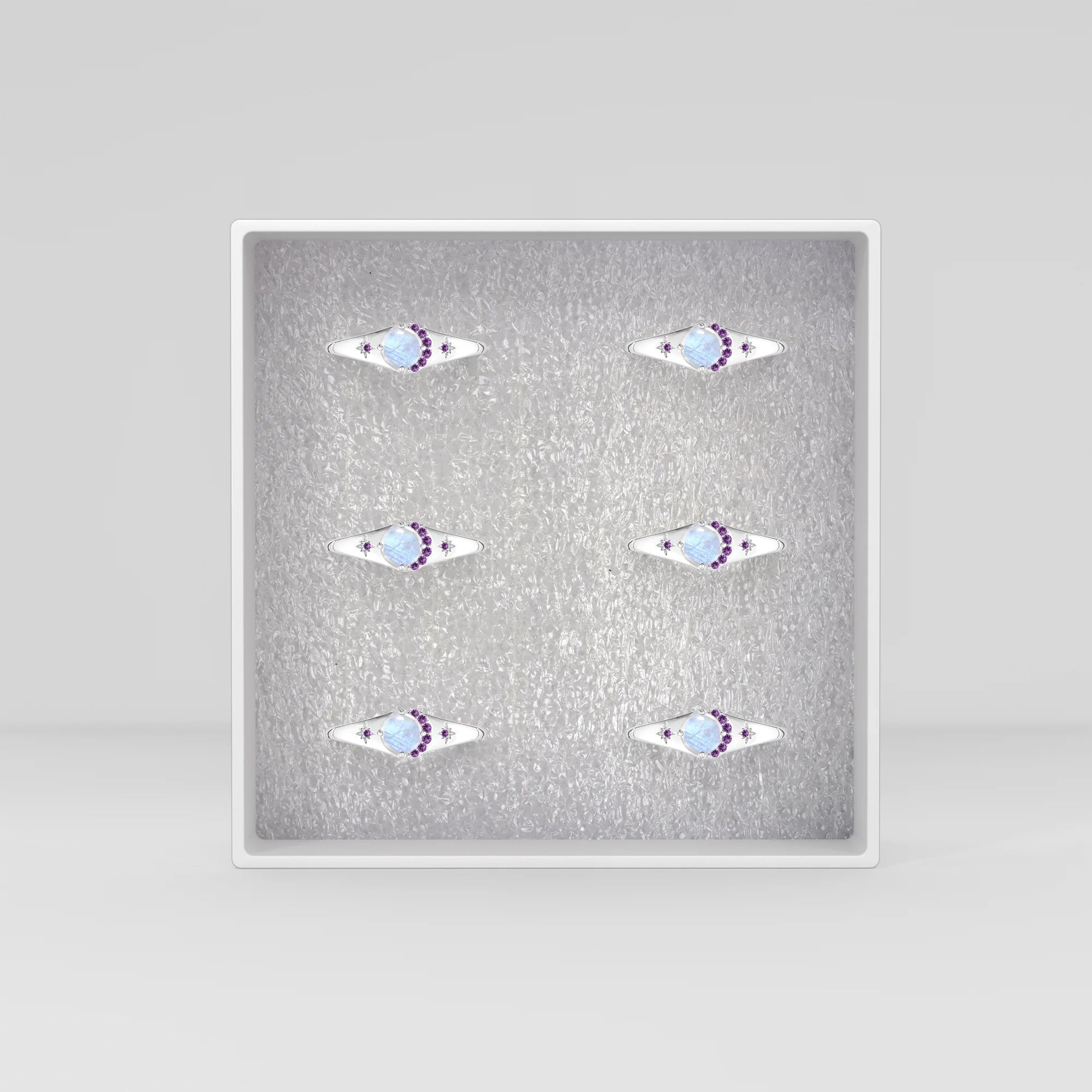 Natural Rainbow Moonstone & Amethyst Ring