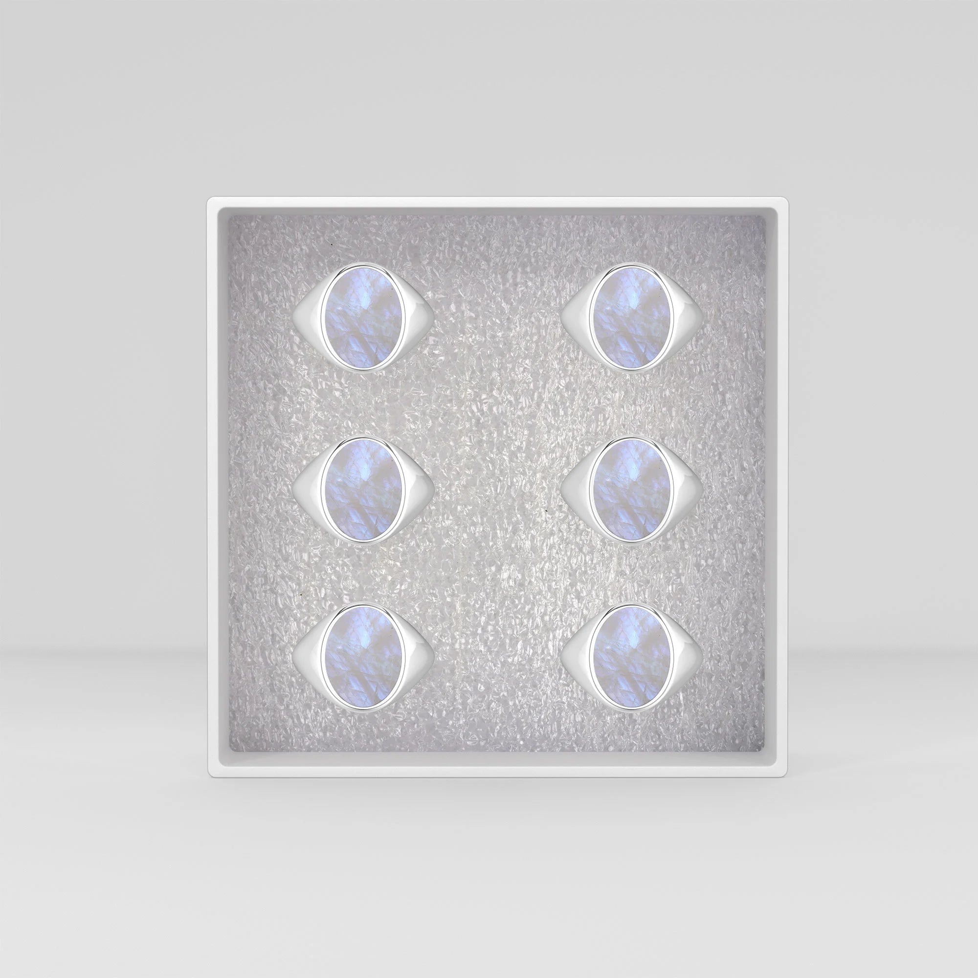 rainbow moonstone bezel-set ring