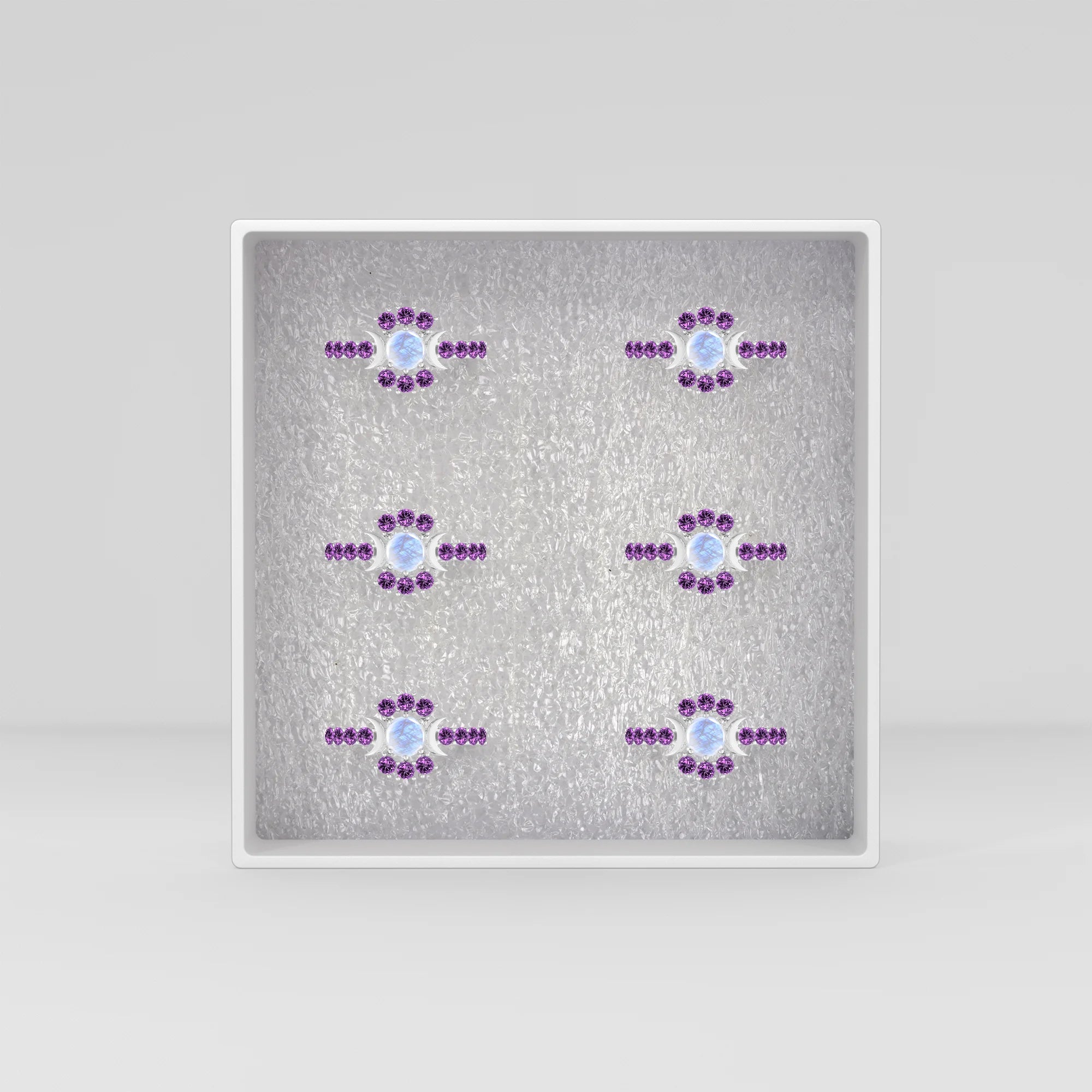 Natural Rainbow Moonstone & Amethyst Ring