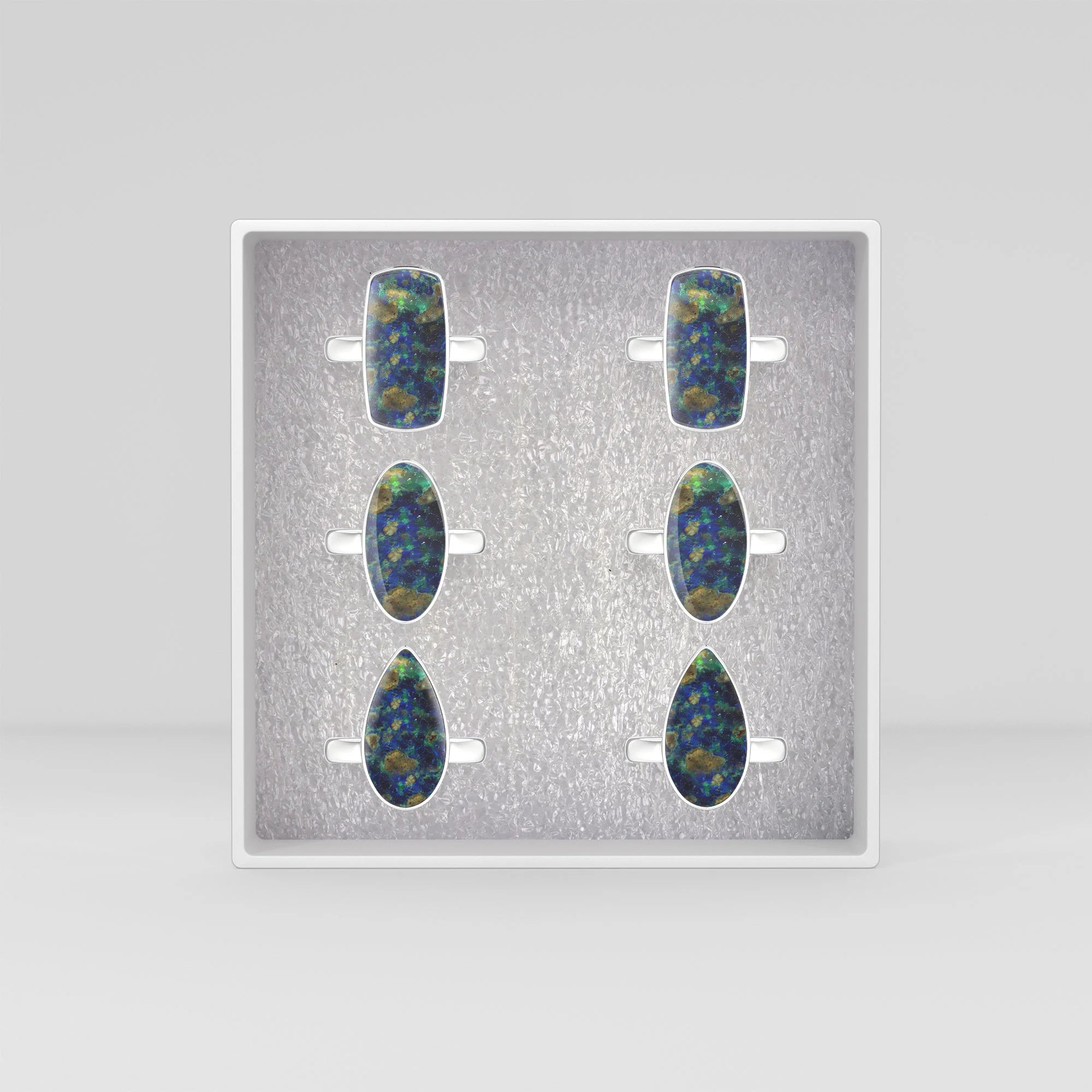 azurite malachite bezel-set ring