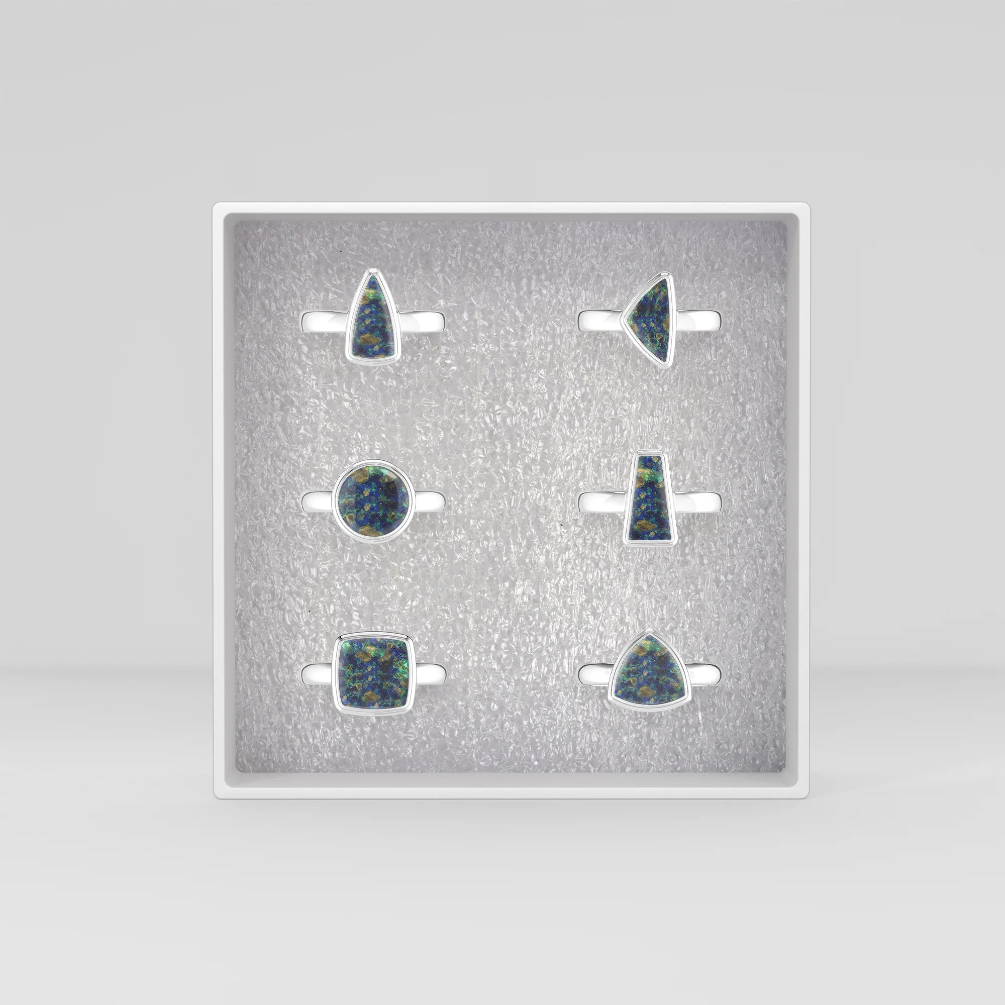 azurite malachite bezel-set ring