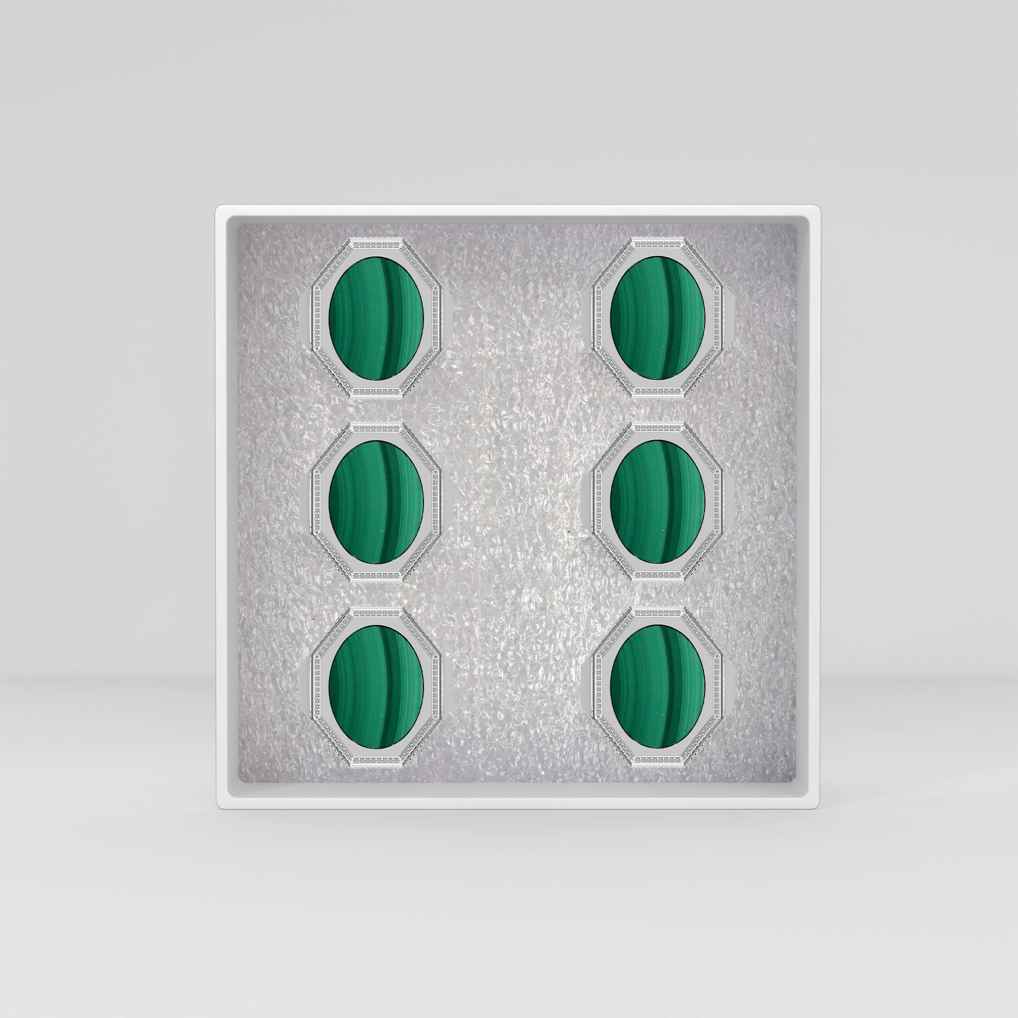 malachite men bezel-set ring