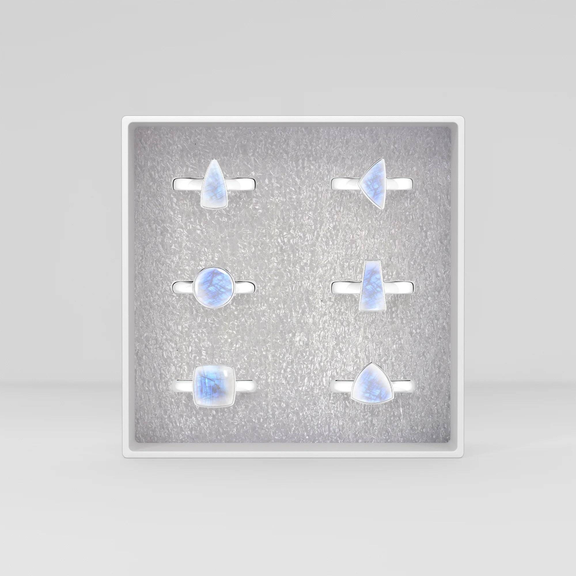 rainbow-moonstone bezel-set ring