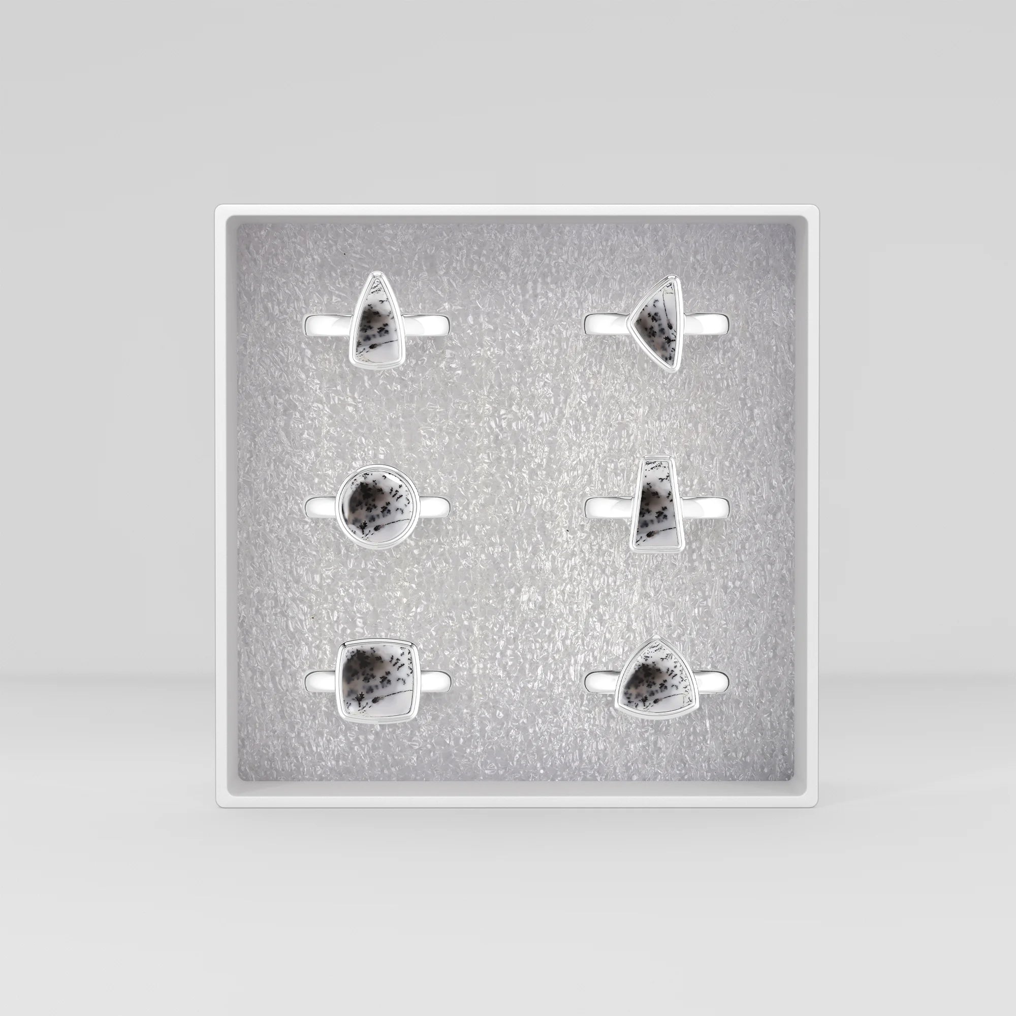 dendritic-opal bezel-set ring