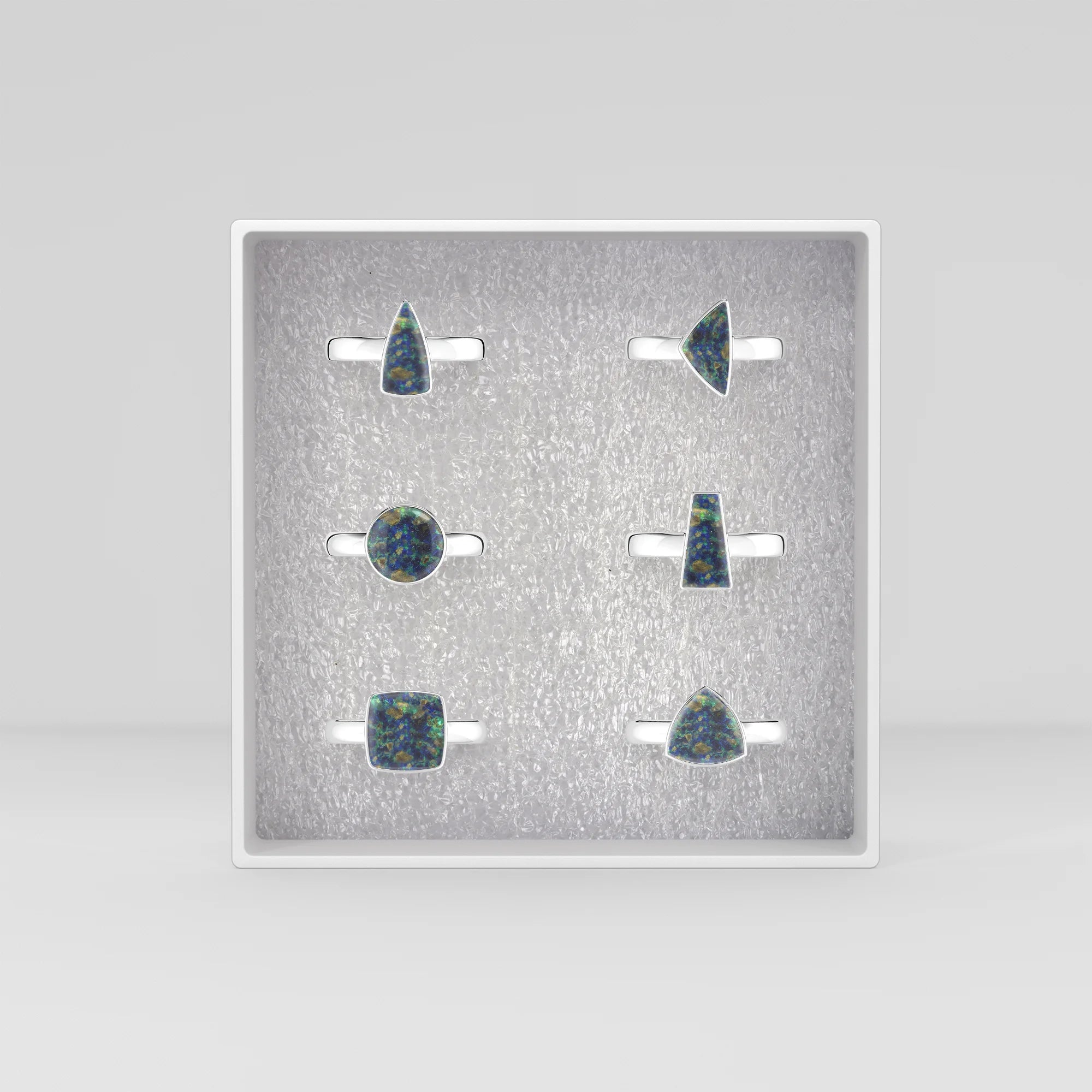 azurite malachite bezel-set ring